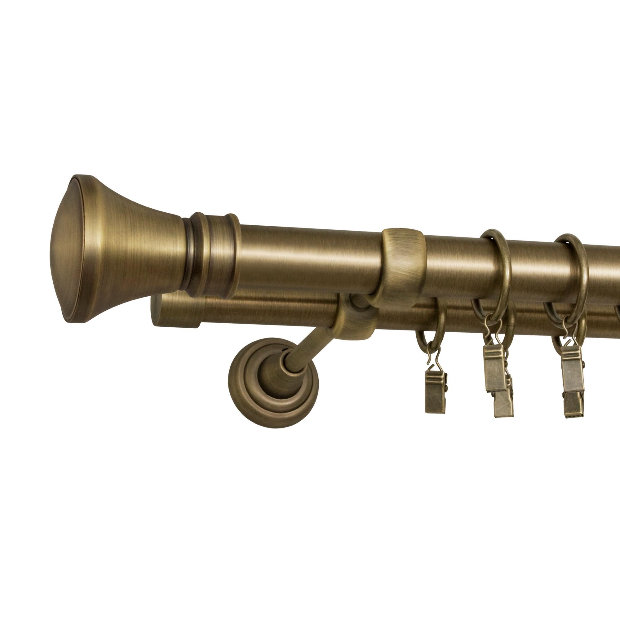 Galerie dubla metal Coloss, 200 cm, diametru 19 - 25 mm, auriu, finisaj antichizat