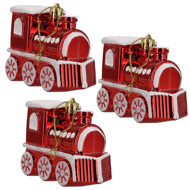 Bombki plastikowe zawieszki ciuchcia 7cm 3szt. różne kolory