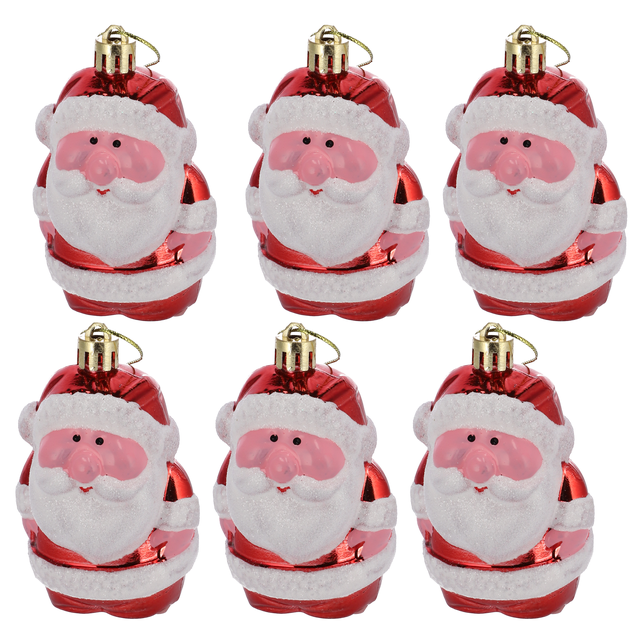 Bombki plastikowe zawieszki mikołaje 8cm 6szt. różne kolory