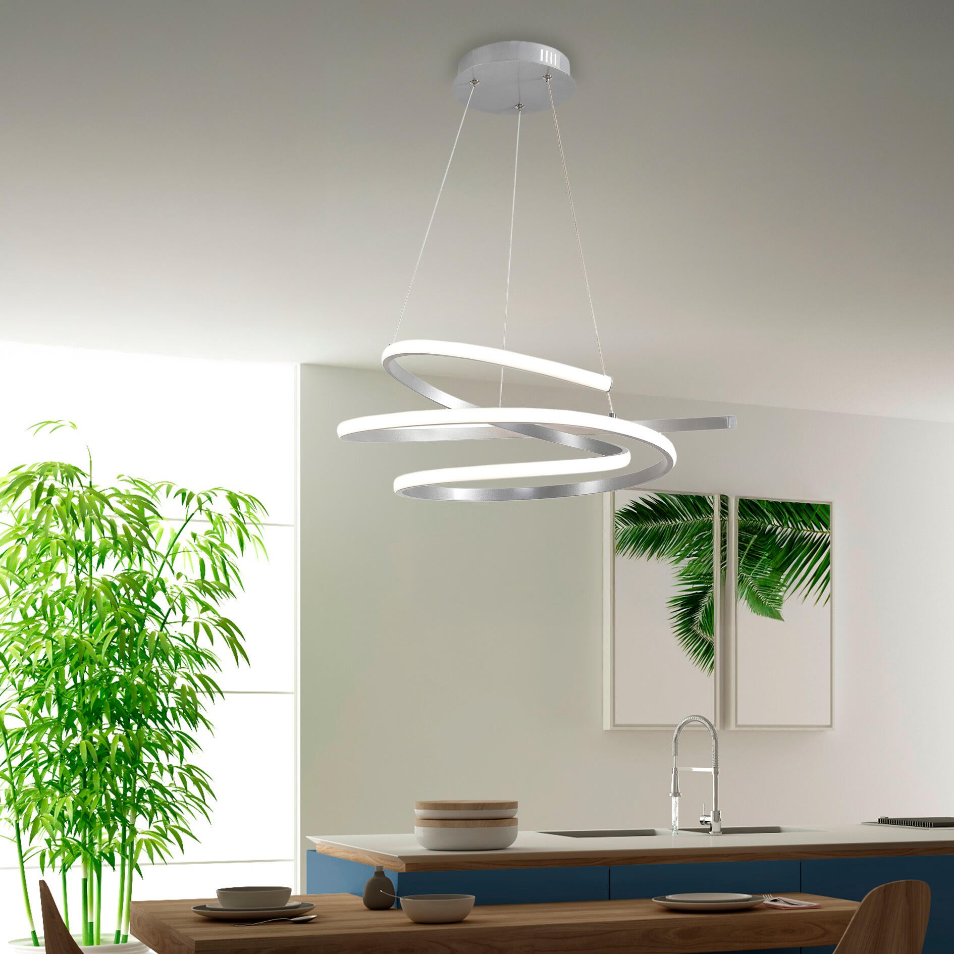 Lampadario LED moderno Taylor grigio Ø50cm, luce naturale 4900 lumen - 2