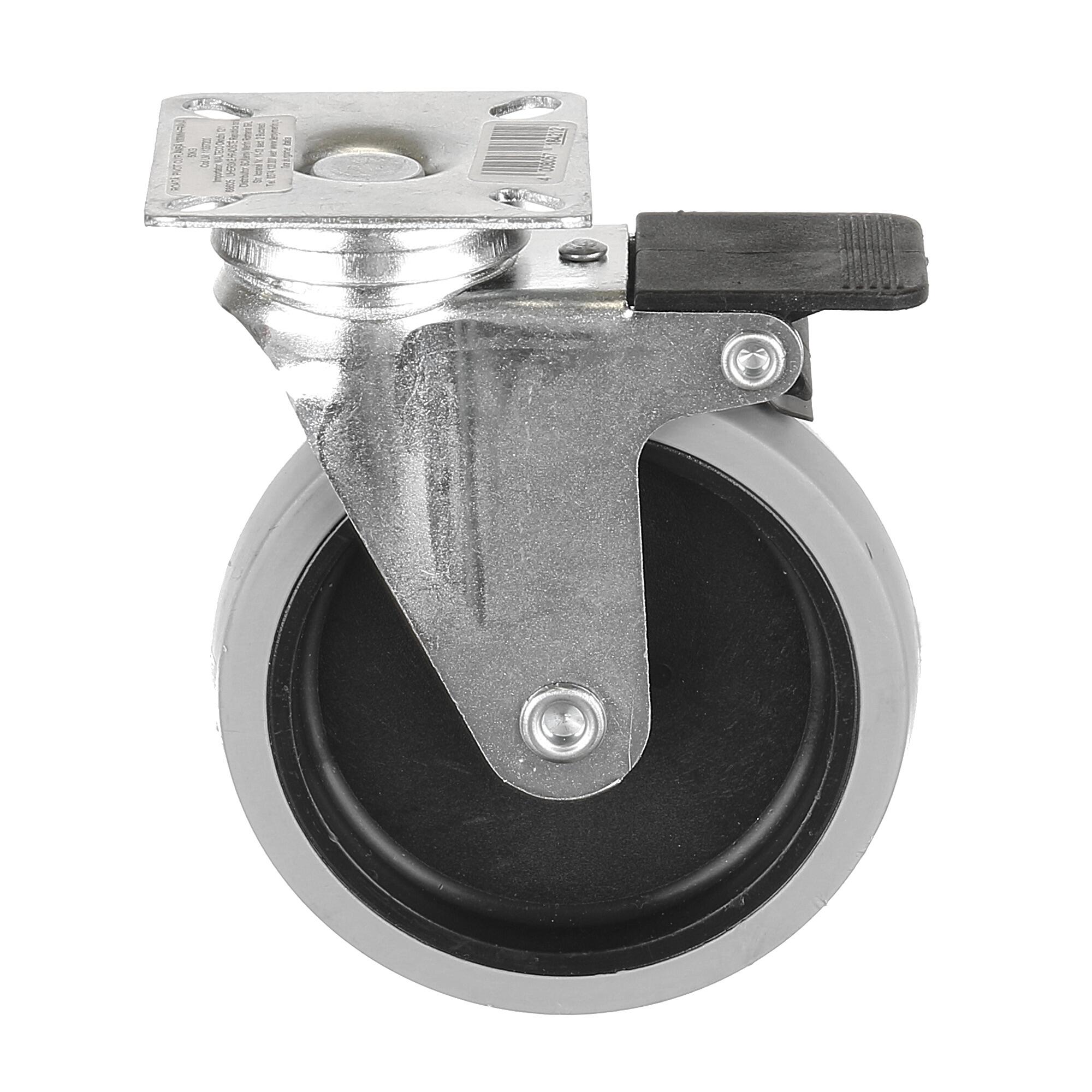 Roata pivotanta cu flansa si frana, Ø 100 mm, max 50 kg, gri