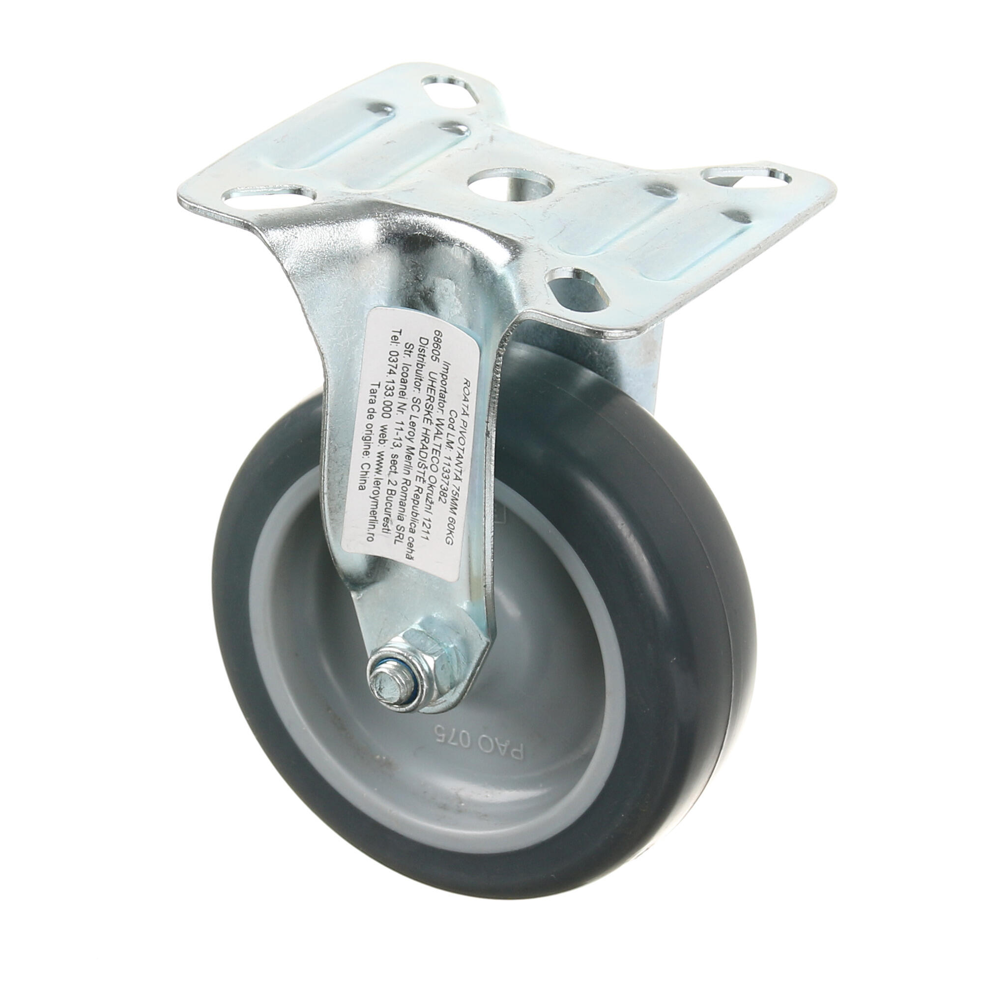 Roata fixa, Ø 75 mm, max 60 kg, neagra