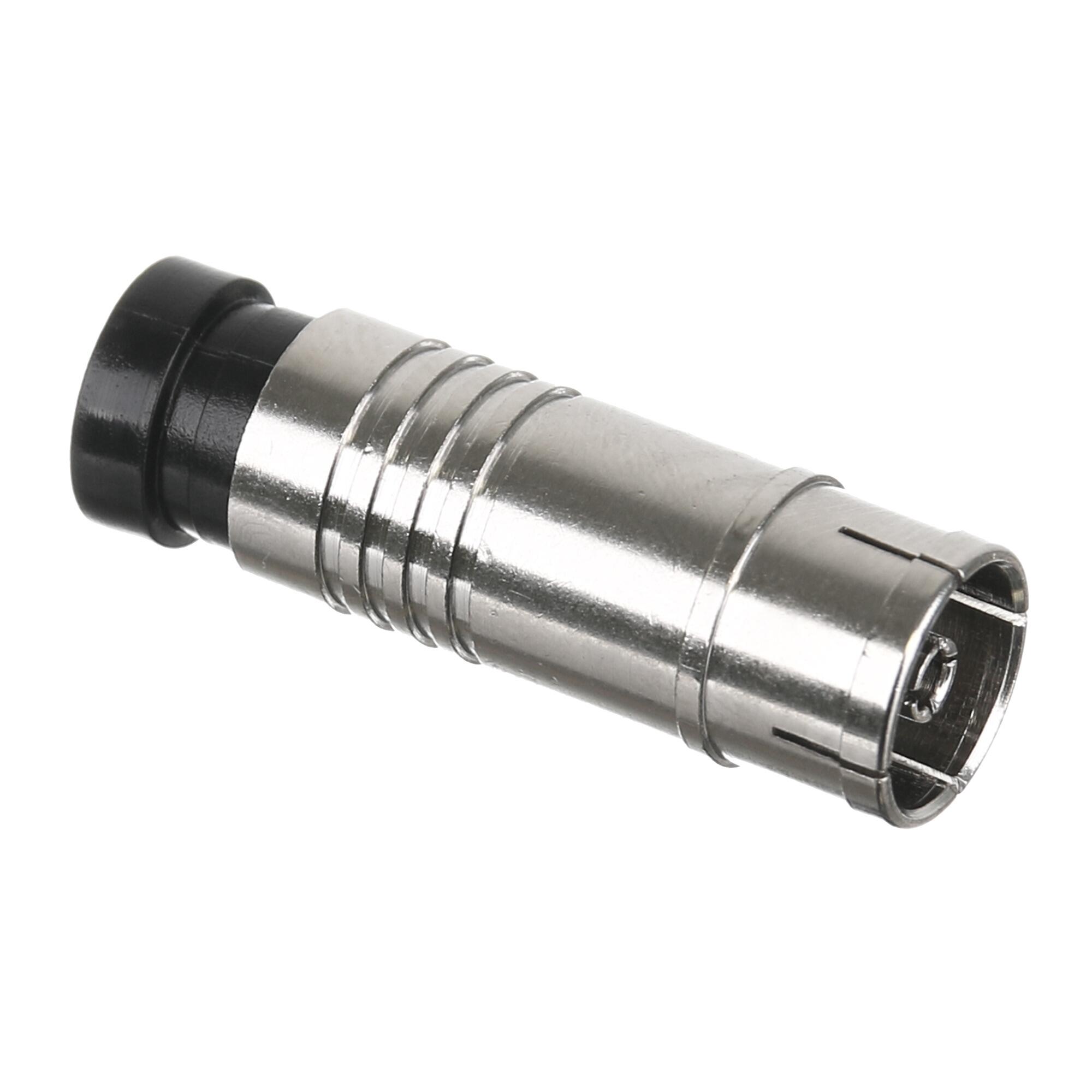 Conector coaxial cu compresie, mufa mama, metal, argintiu