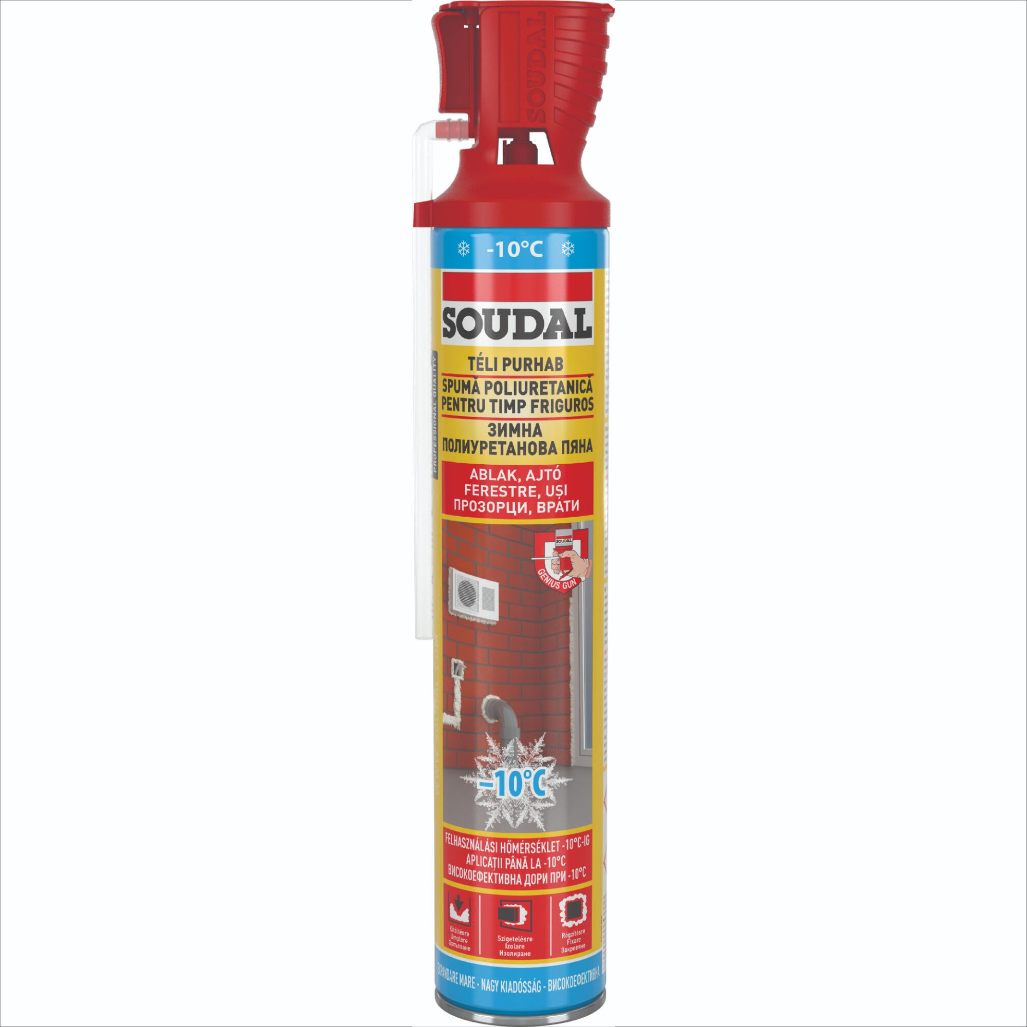 Spuma poliuretanica Soudal, pentru izolare termica, iarna, aplicare manuala, galben, 750 ml