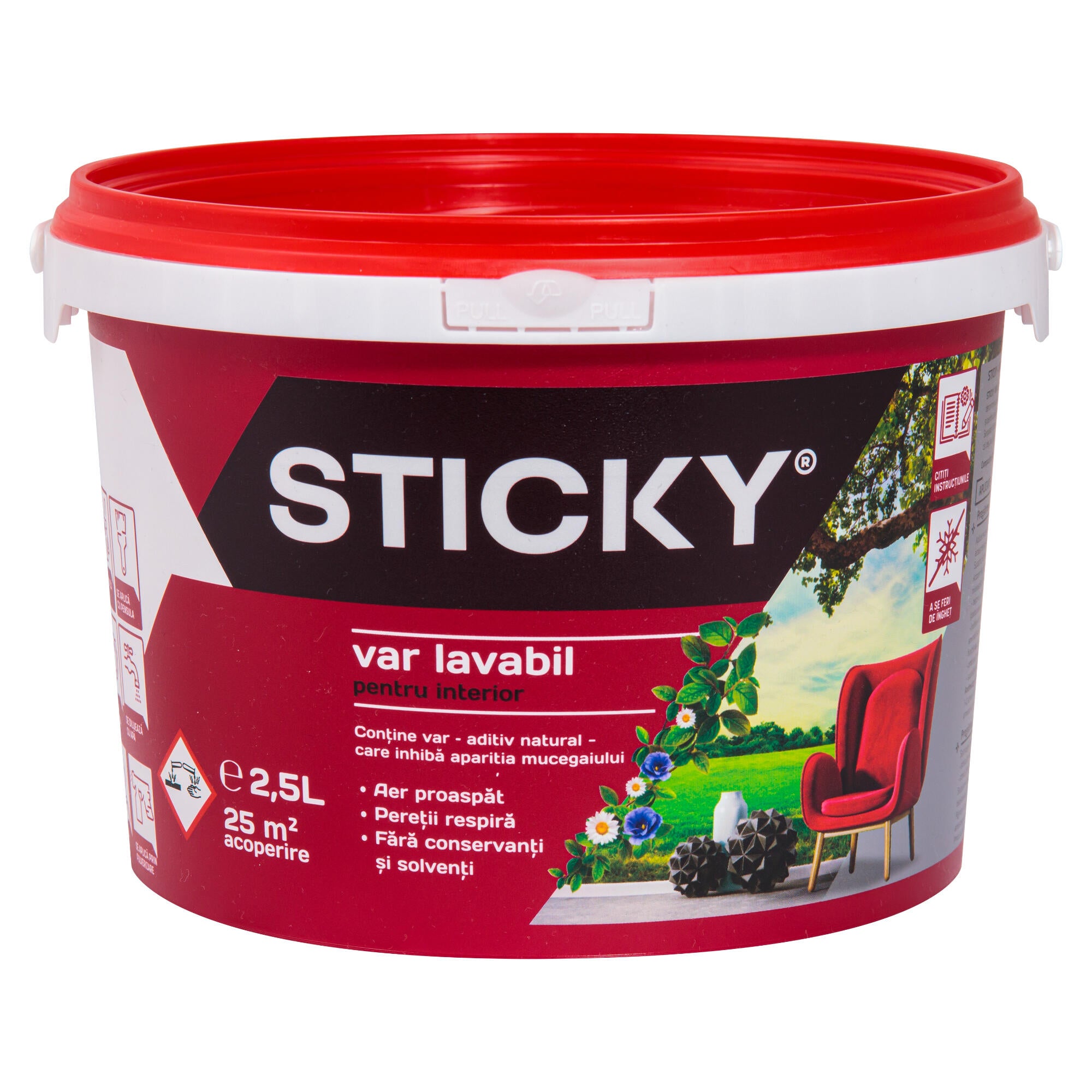 Var lavabil alb Sticky, 2.5 L