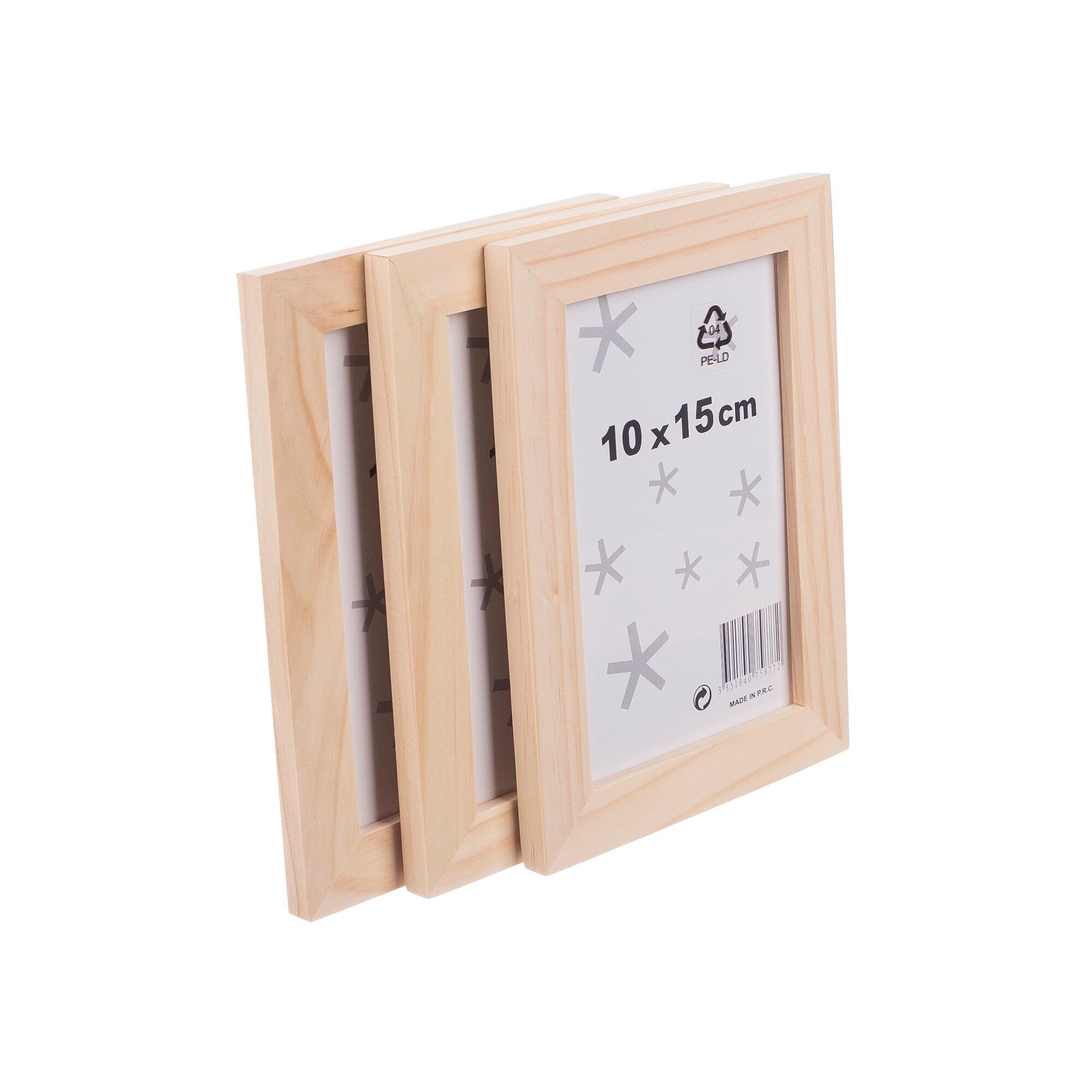 Set 3 rame foto Natural Wood, 10 x 15 cm, lemn, natur 3buc