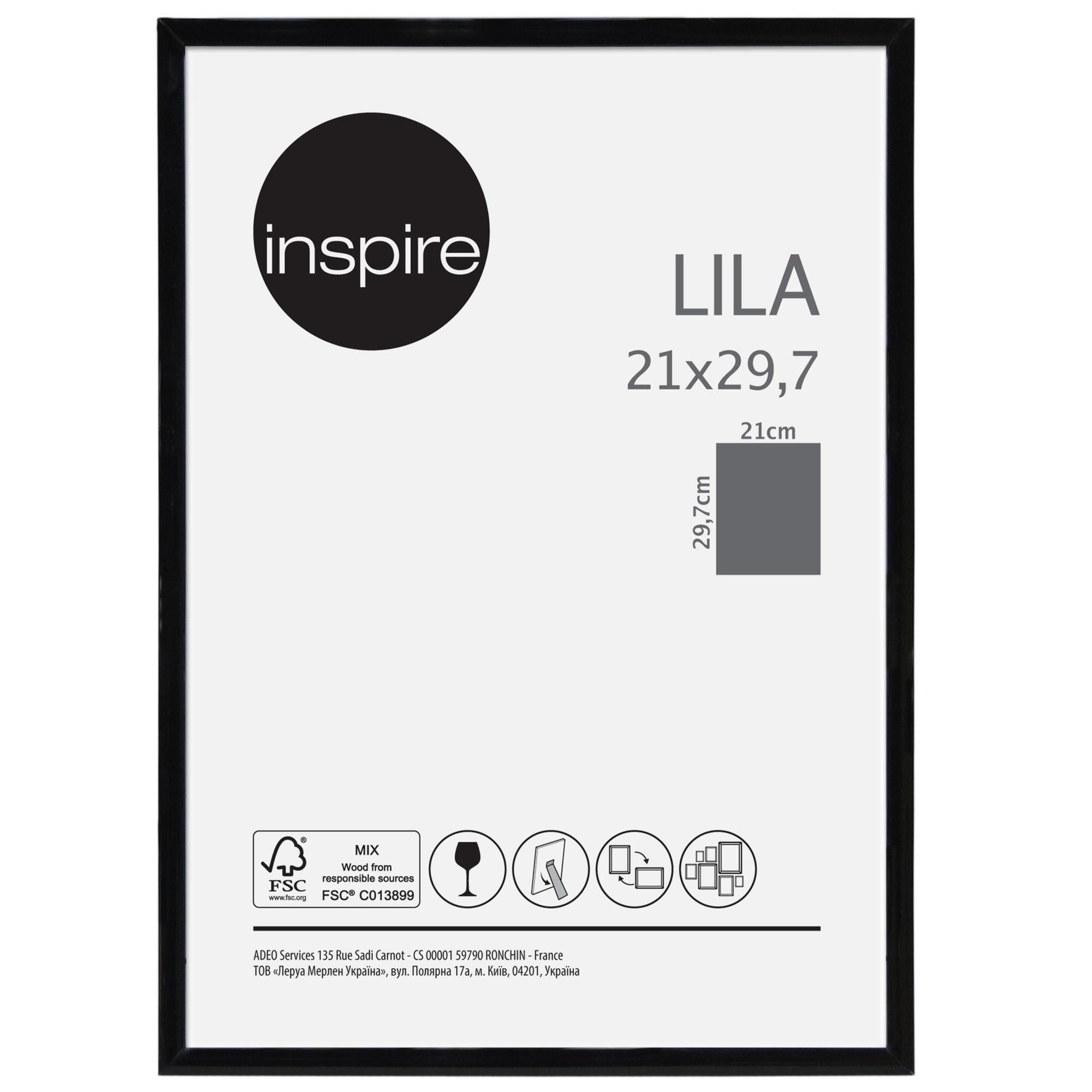 Rama foto Inspire Lila, 21 x 29.7 cm, plastic, negru