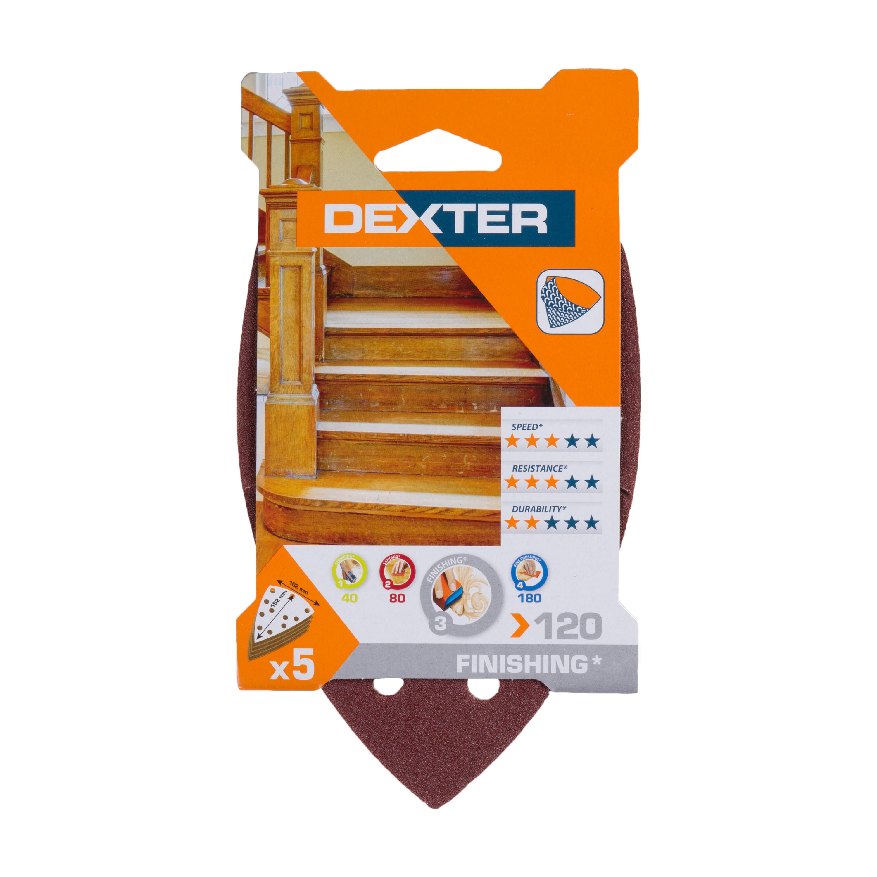 5 lixas DEXTER 152X102 GR120 - 2