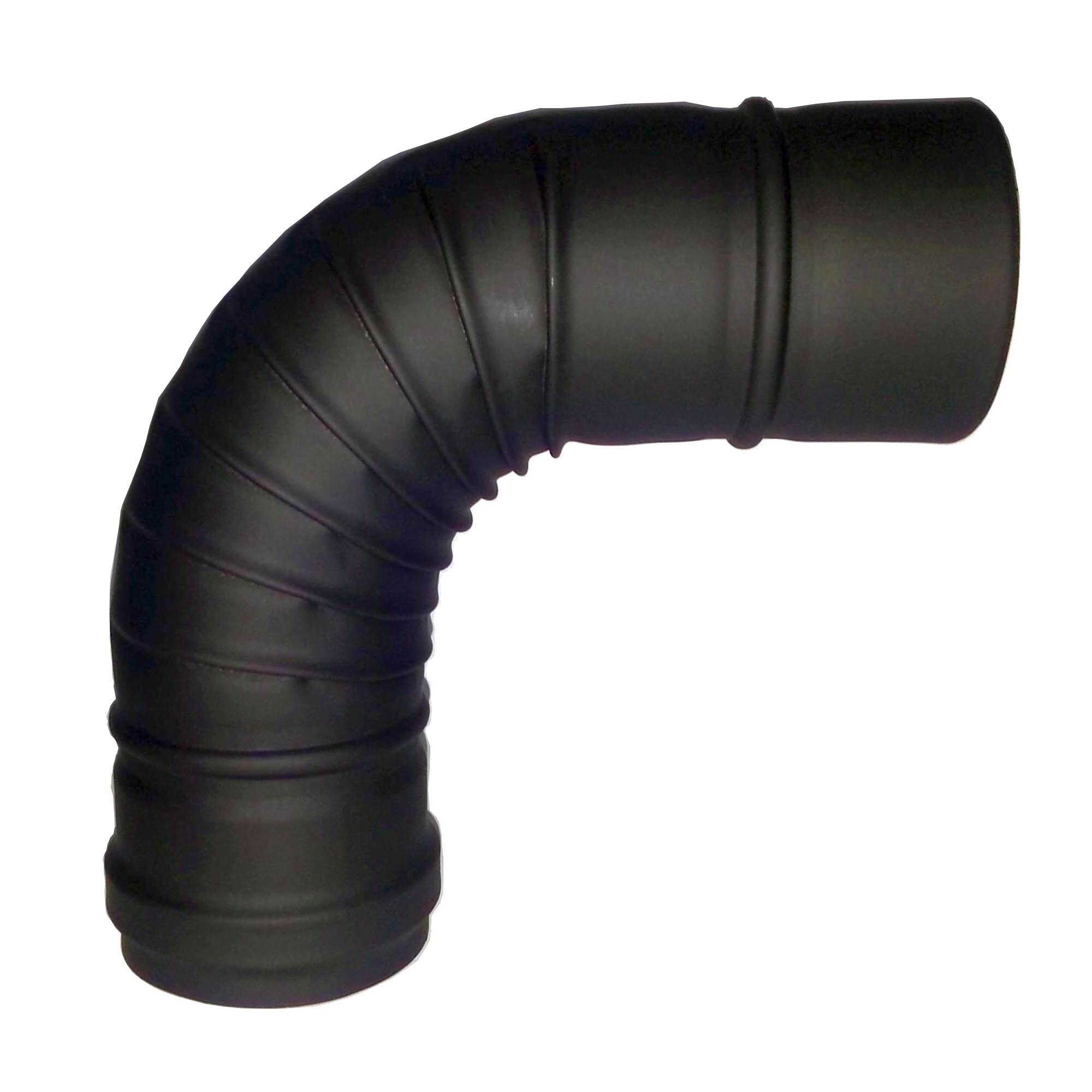 Cot 90°, inox, simplu perete, grosime 0.5 mm, Ø 80 mm, negru