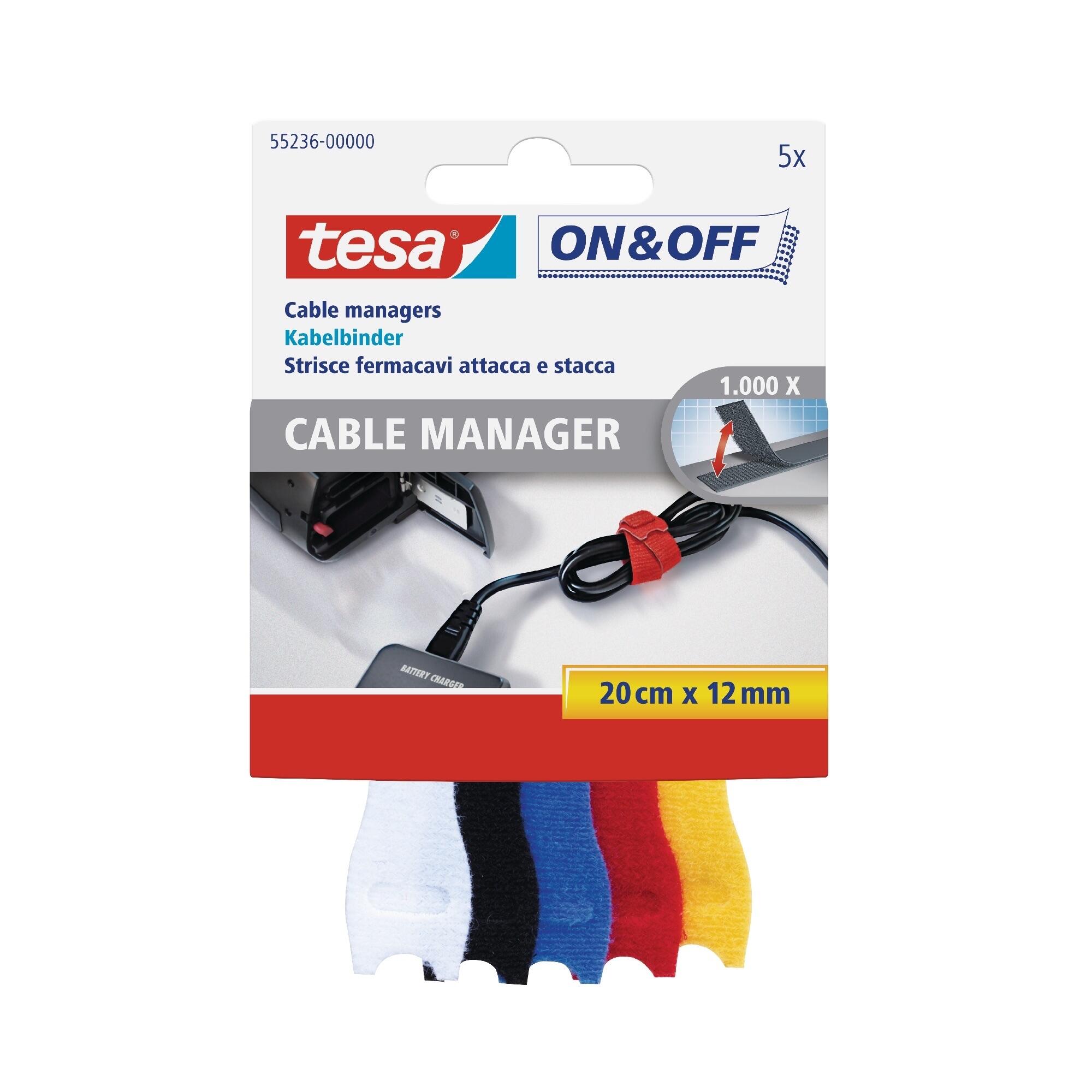 Banda velcro Tesa On & Off, pentru cabluri, 12 mm, L 0.2 m, multicolor (set 5 buc)