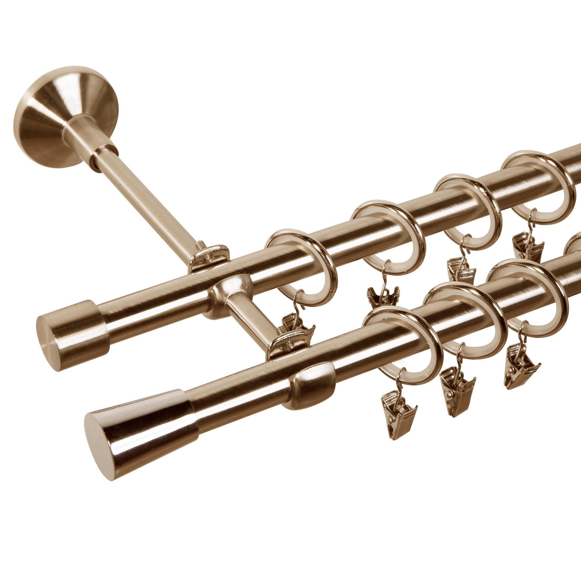 Galerie dubla metal Vigo, 160 cm, diametru 16 mm, auriu, finisaj antichizat