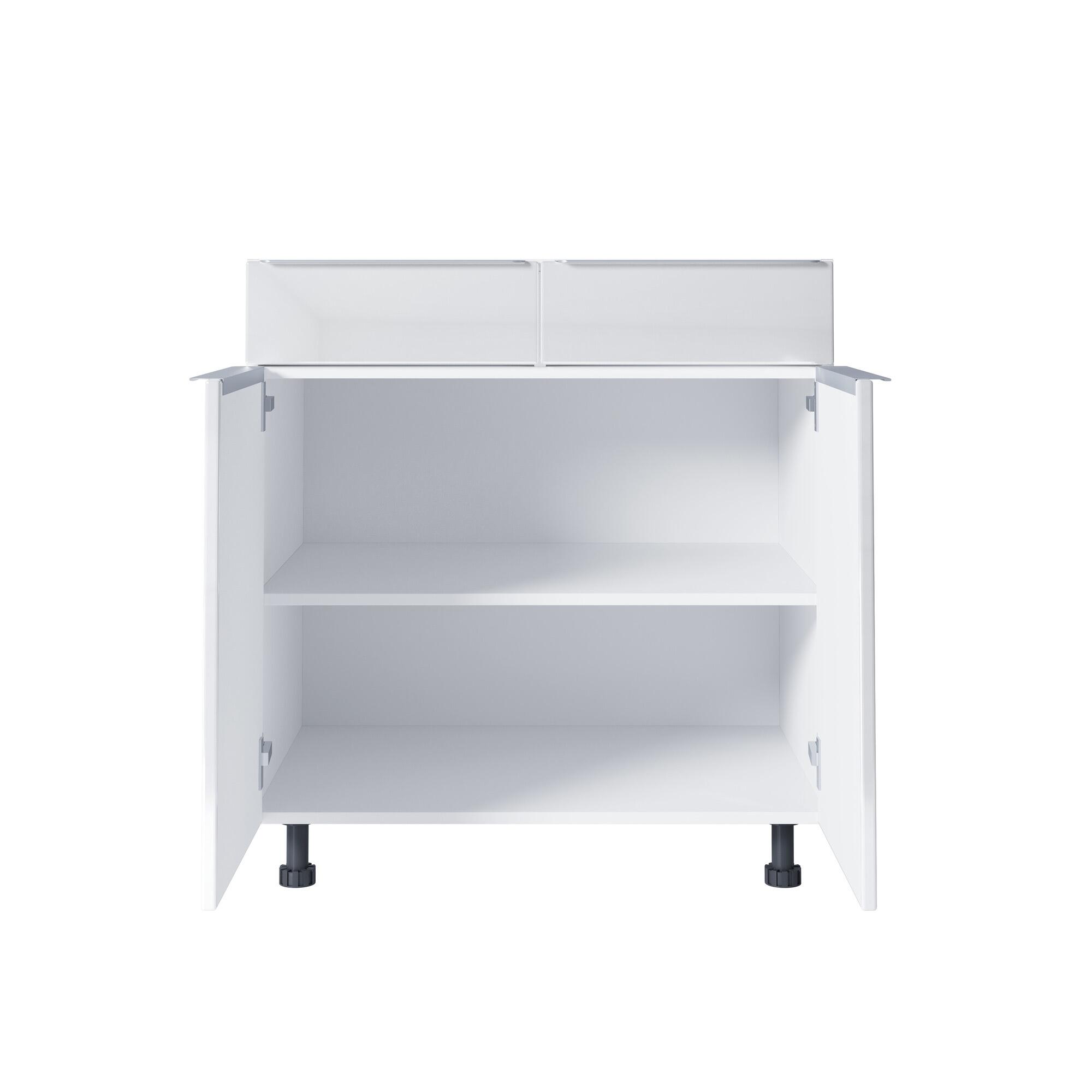 Corp inferior Olivia, 2 usi si 2 sertare, latime 80 cm, material usa MDF infoliat, decor alb lucios