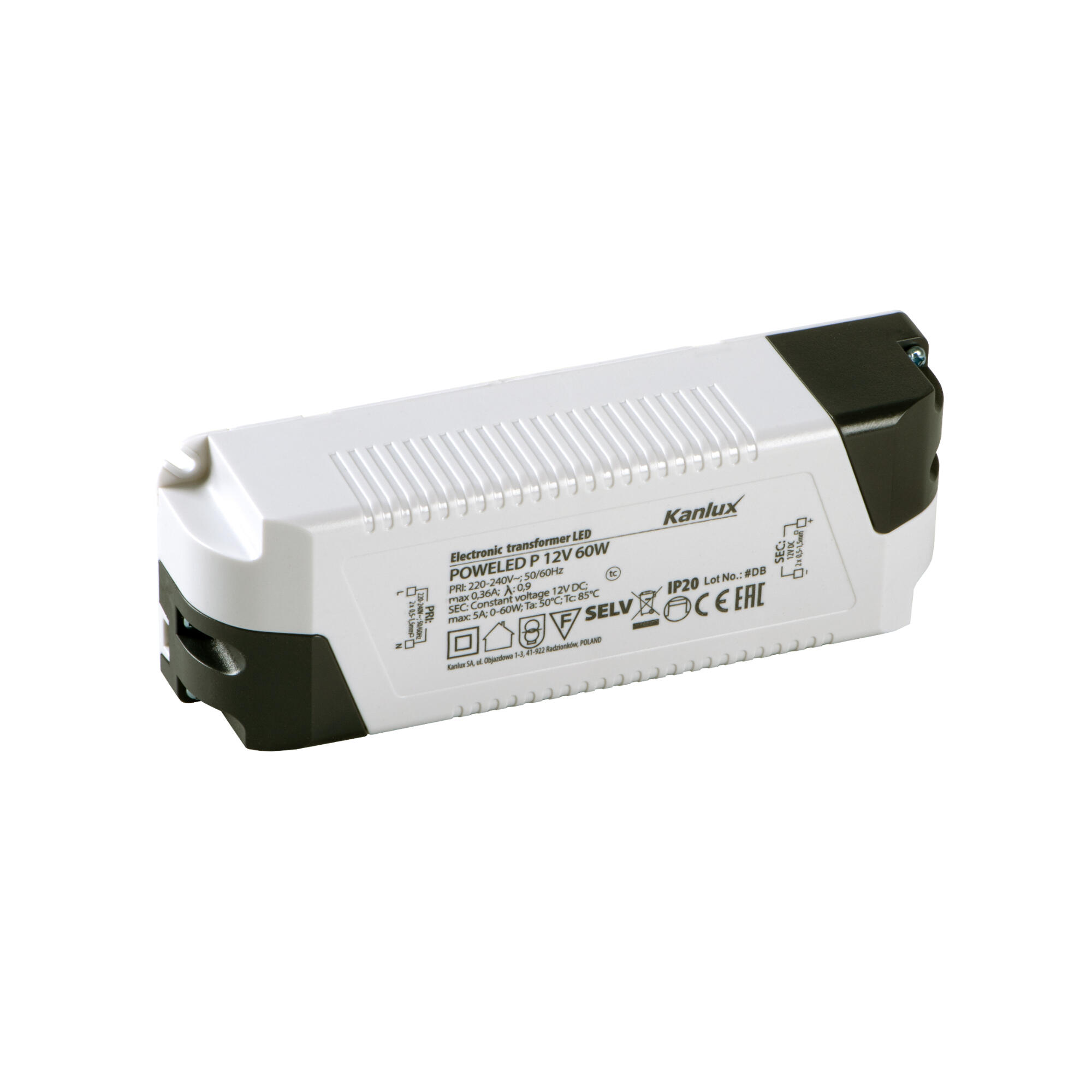Transformator banda LED, 0 - 60 W, IP20