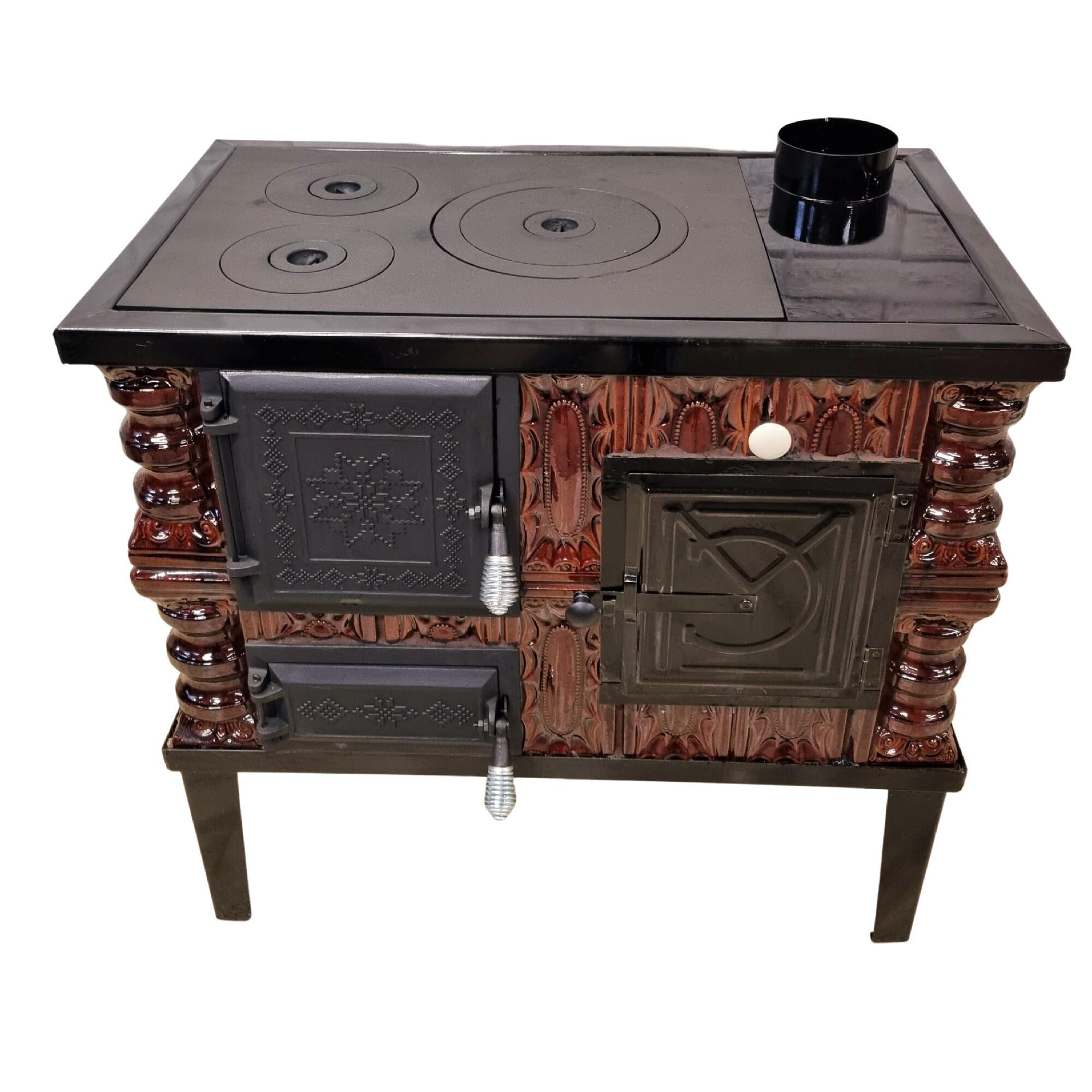 Soba teracota de gatit, cu 2 randuri, evacuare dreapta, 6.5 kW, 78 x 46 x 80 cm, maro