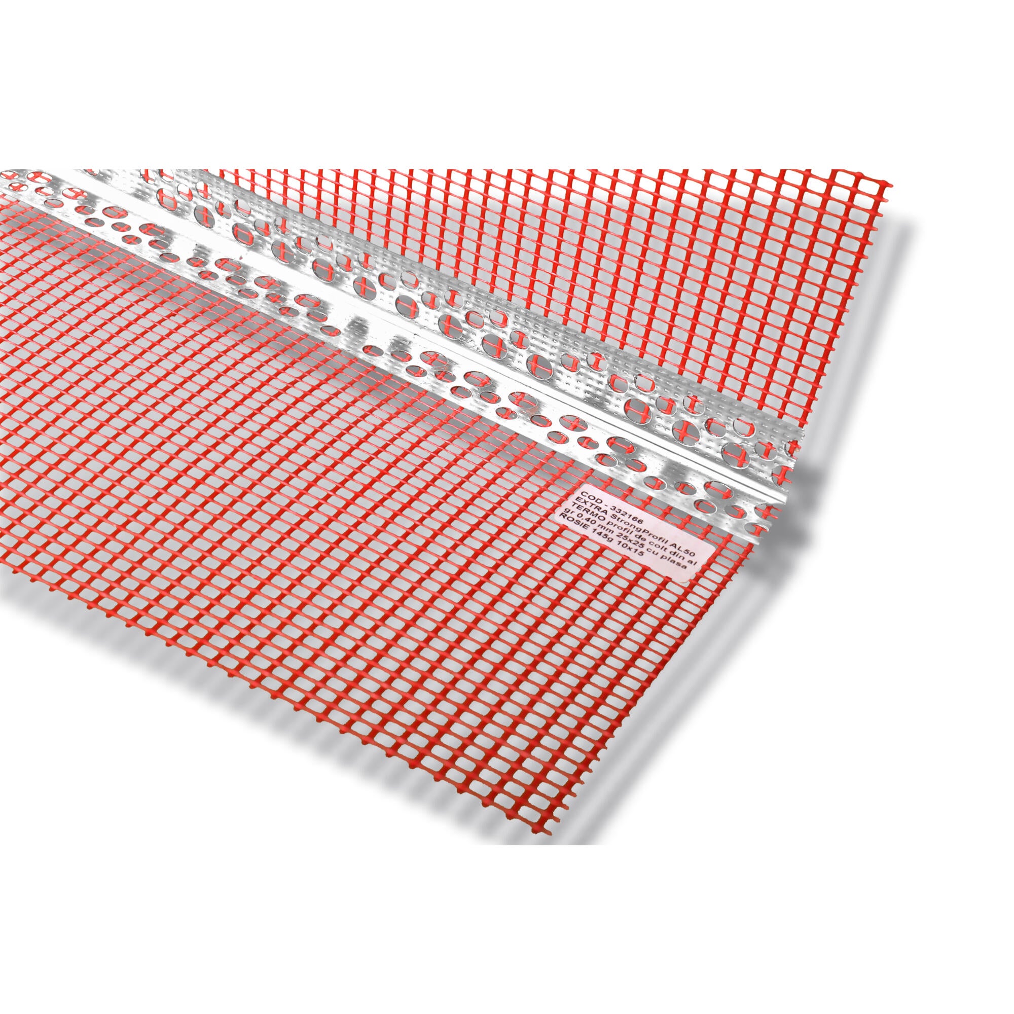 Profil protectie colt, cu plasa, aluminiu, Extra StrongProfil AL50 TERMO, 25 x 25 x 2500 mm, grosime 0.4 mm