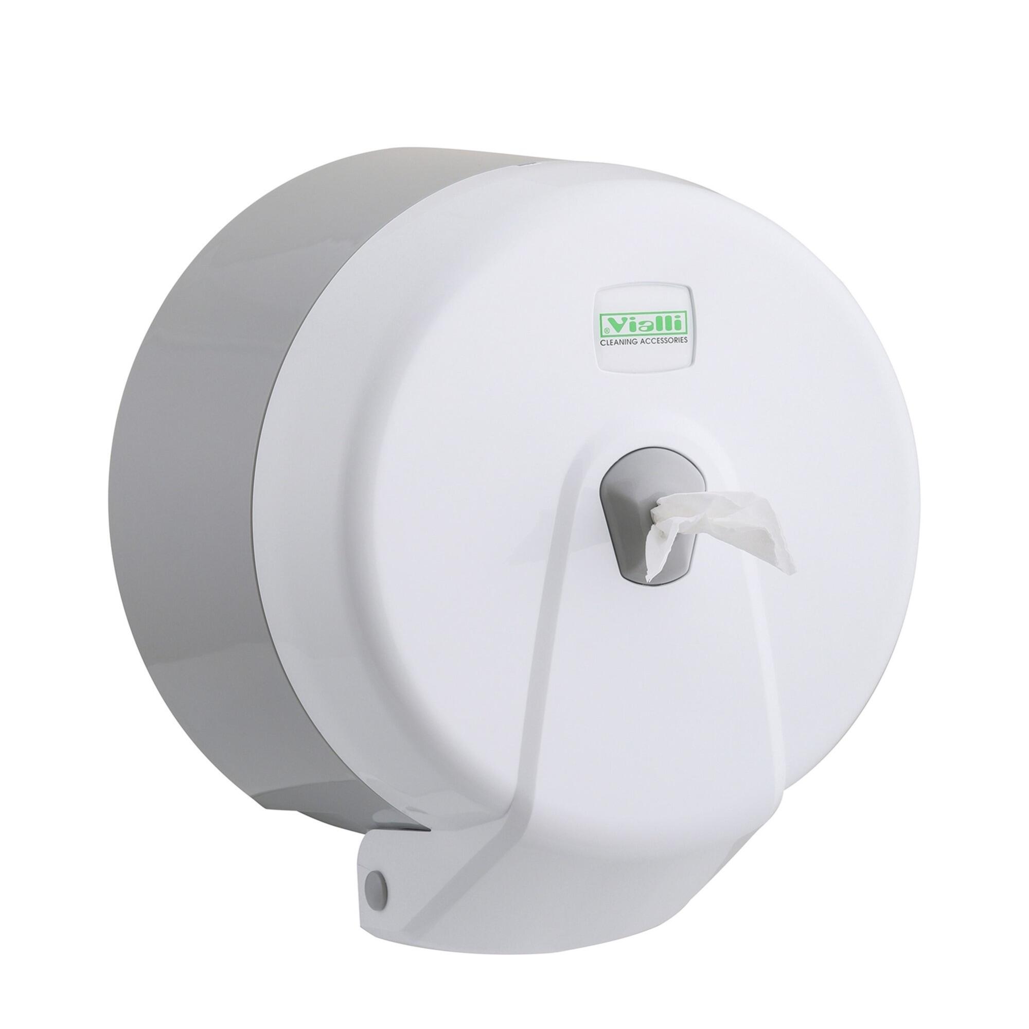 Dispenser hartie igienica Vialli, 1 L, 22 x 15 x 24 cm, pentru hartie Jumbo, ABS, alb