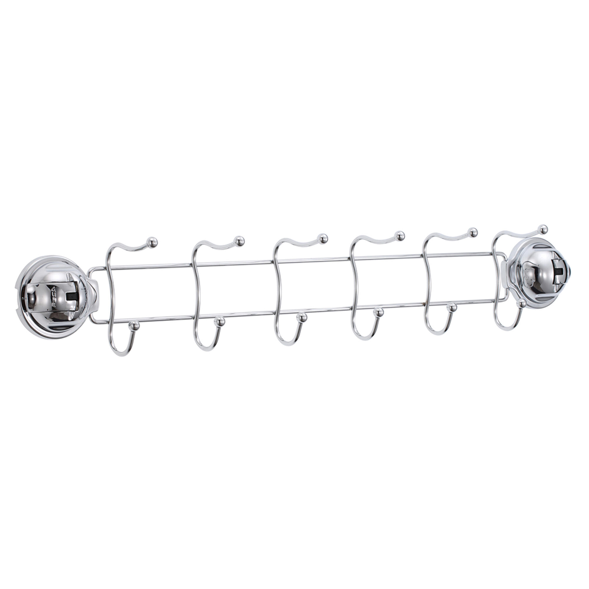 Cuier cu ventuza Earl, 6 agatatoare duble, plastic, crom