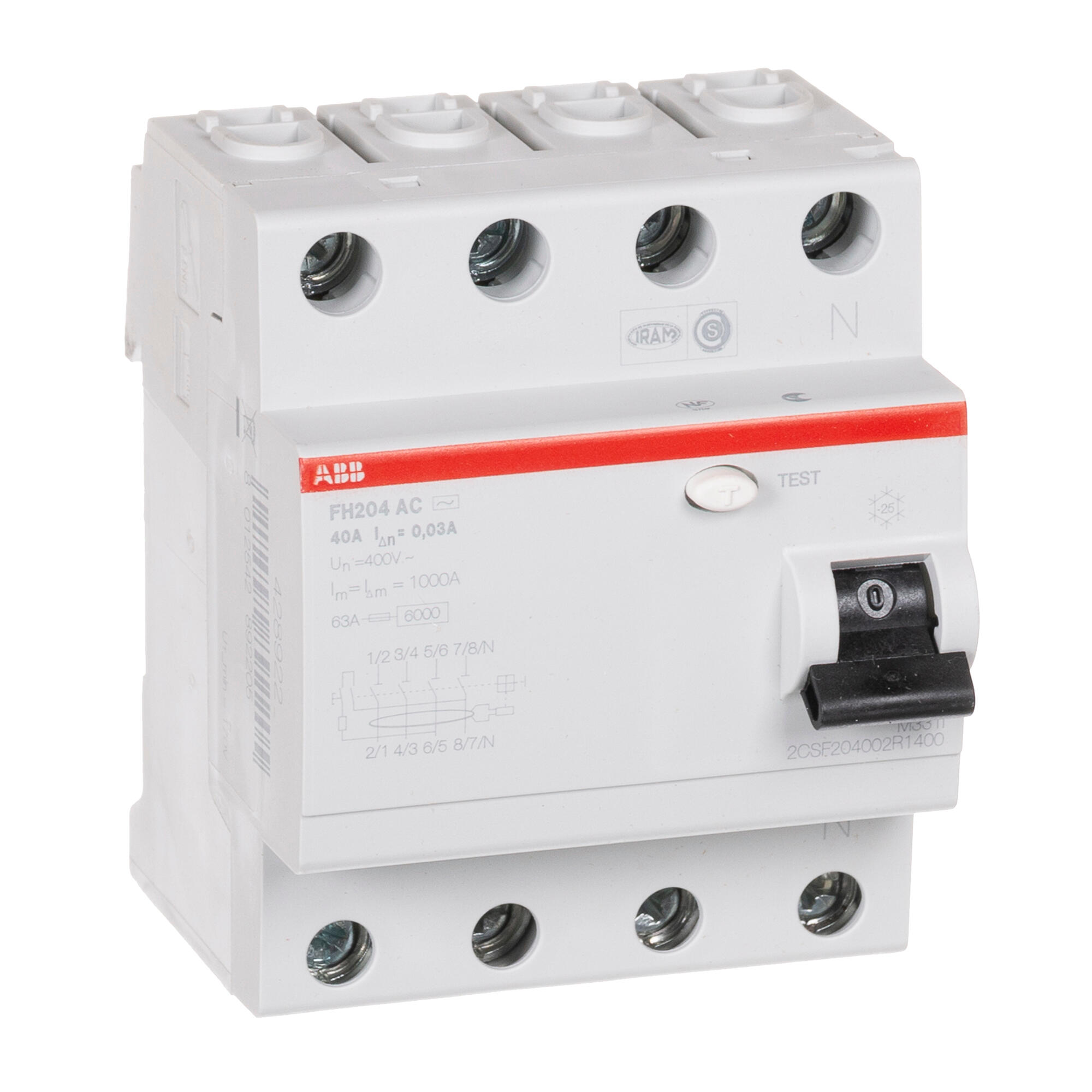Intrerupator diferential ABB, trifazat, 40A, 4P