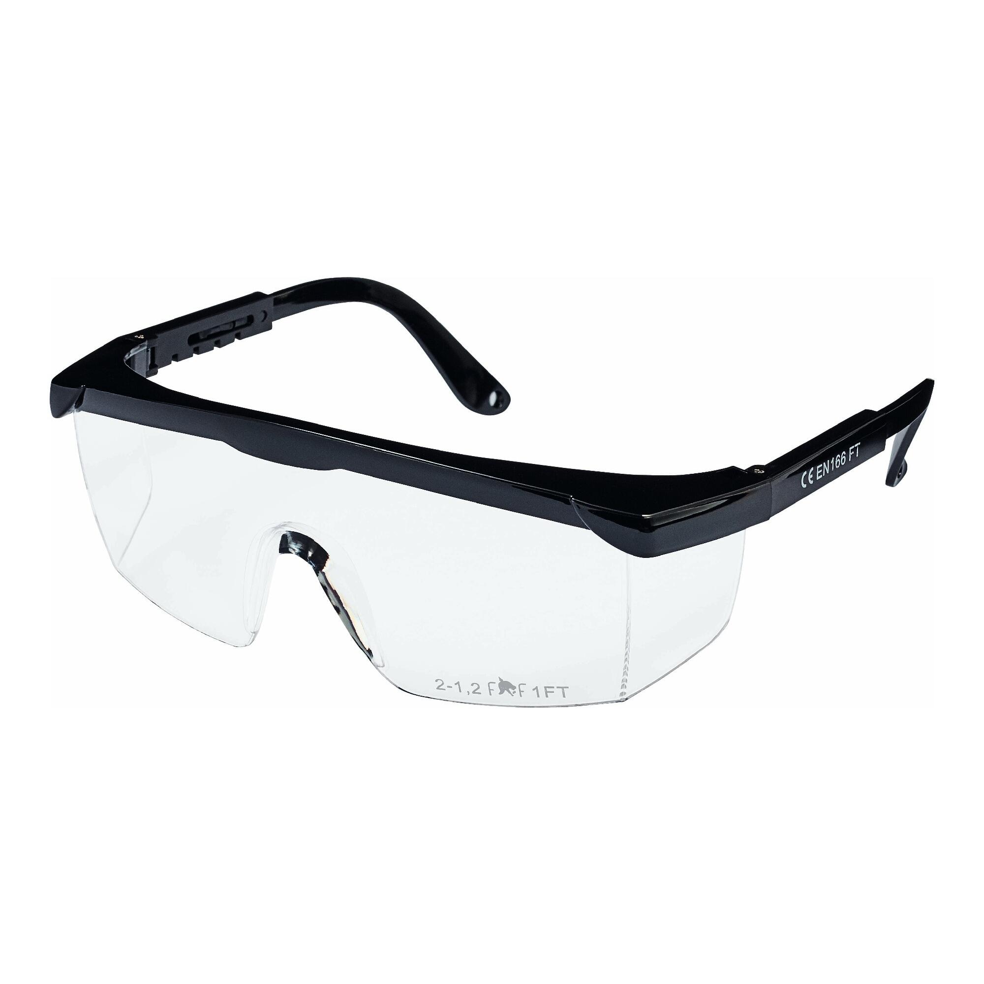 Ochelari de protecție Rhein cu lentile transparente din policarbonat; brate ajustabile.