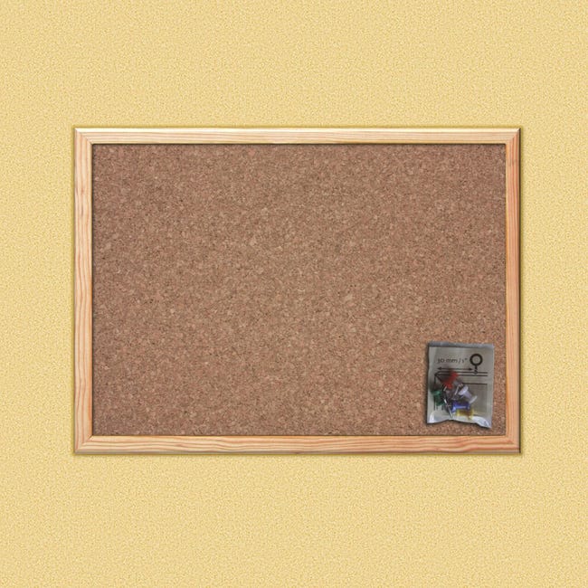 Lavagna In Sughero Naturale Con Cornice In Legno 24x36 Cm – Bacheca Resistente Per Ufficio, Scuola E Casa