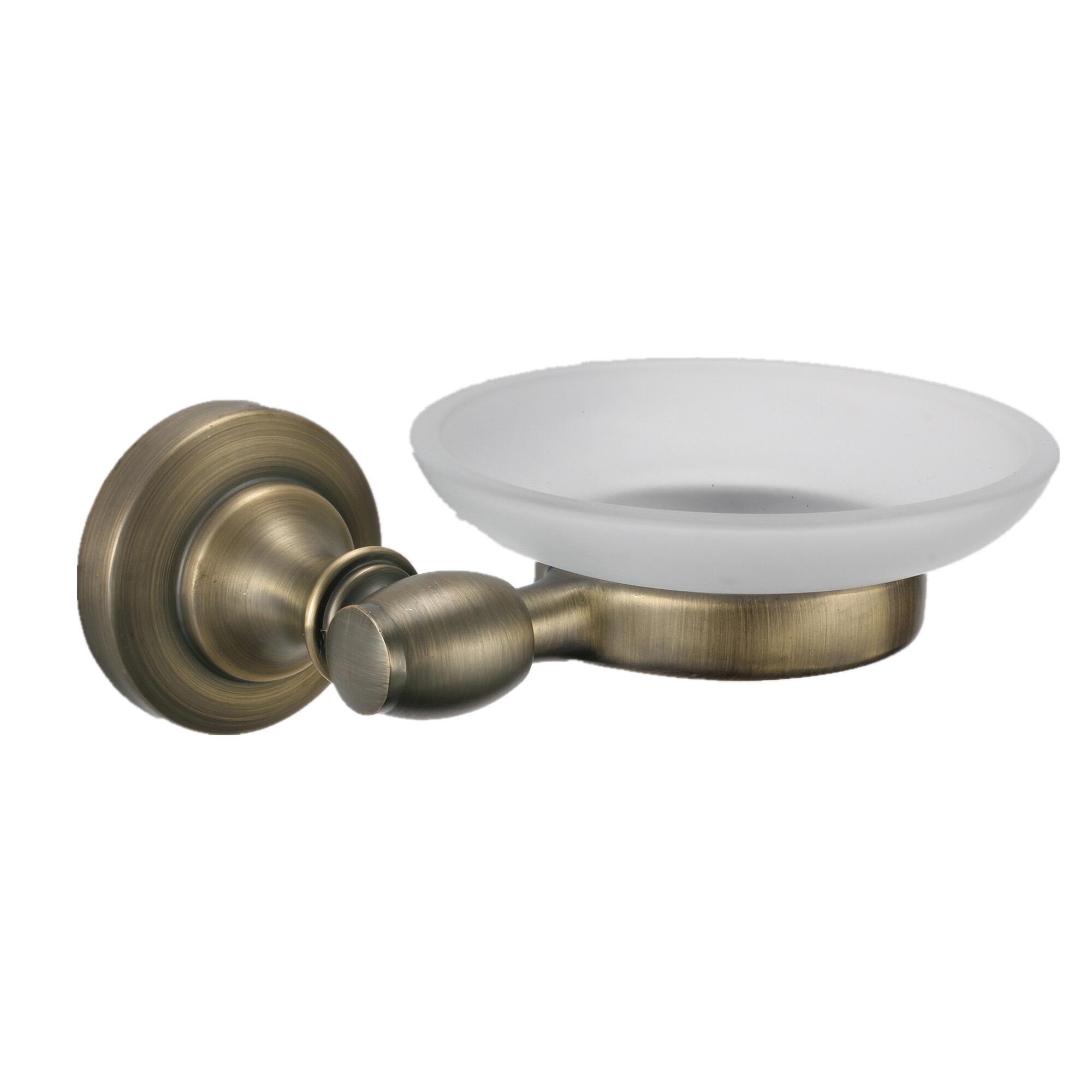 Savoniera Bronze, din sticla si metal, fixare prin gaurire, aspect bronz lucios