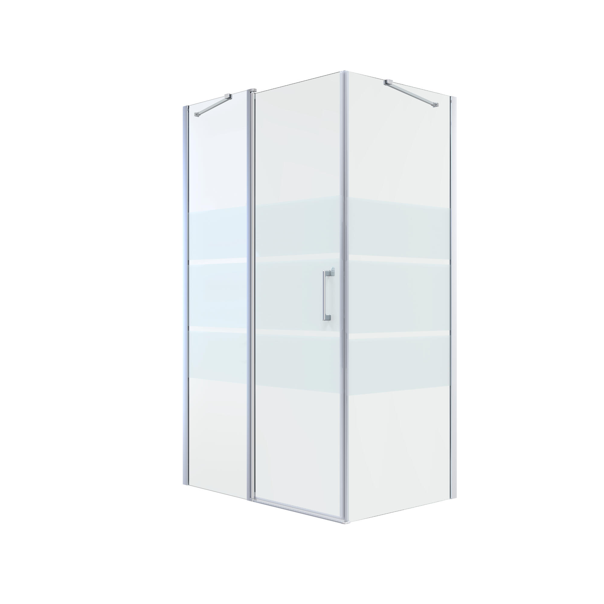 Inchidere dus cu 1 perete fix si usa pivotanta Sensea Remix, (60+60) x 80 x 195 cm, profil argintiu, finisaj crom