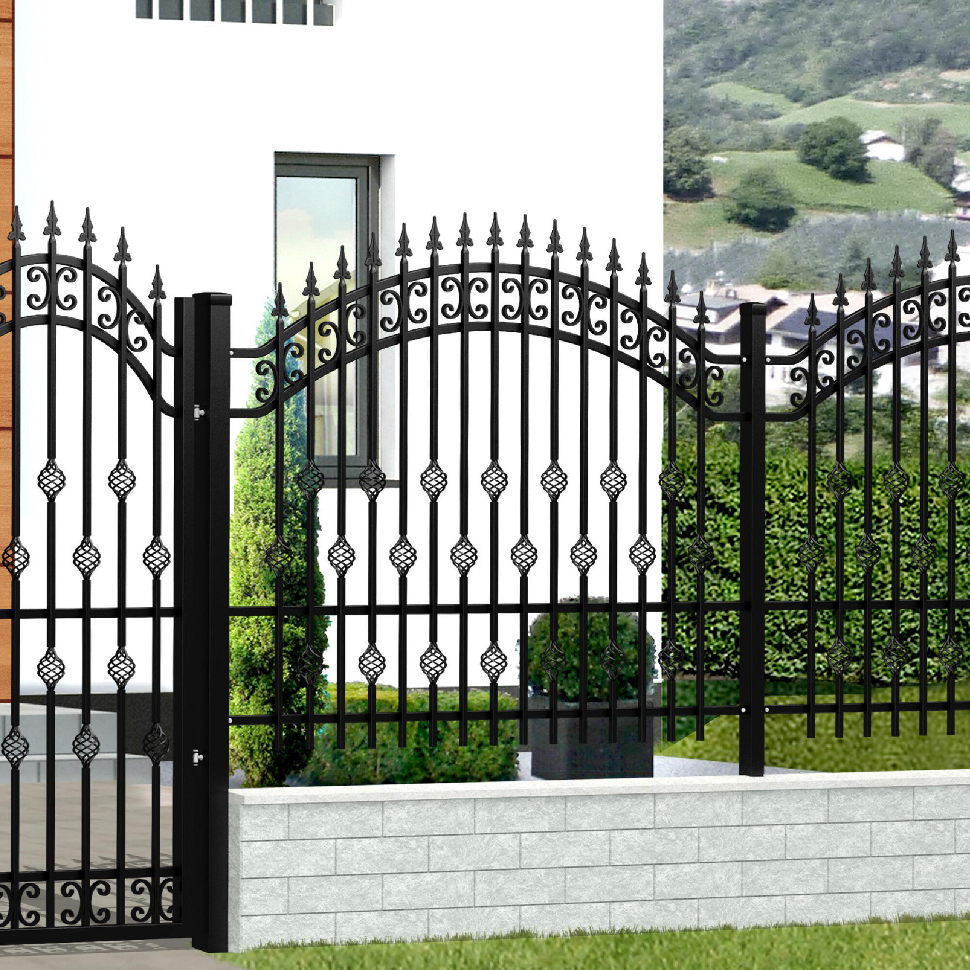 Panou gard Valencia, metal, 200 x 150 cm, 30 mm, negru