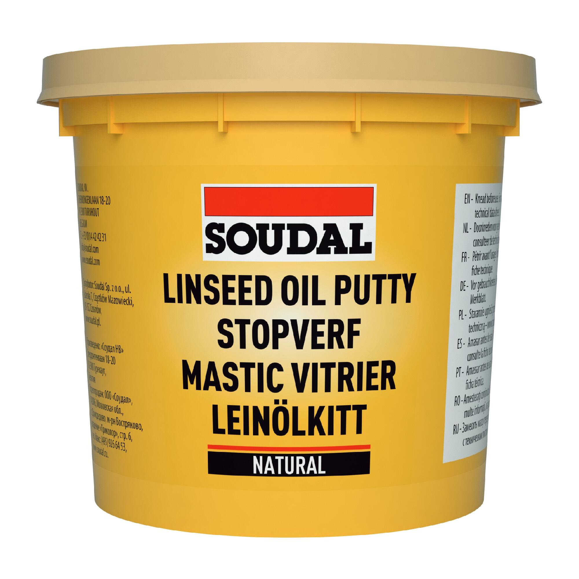 Chit de cutit Soudal, cu ulei din in, pentru geamuri, interior/exterior, stejar deschis, 1 kg 1000g