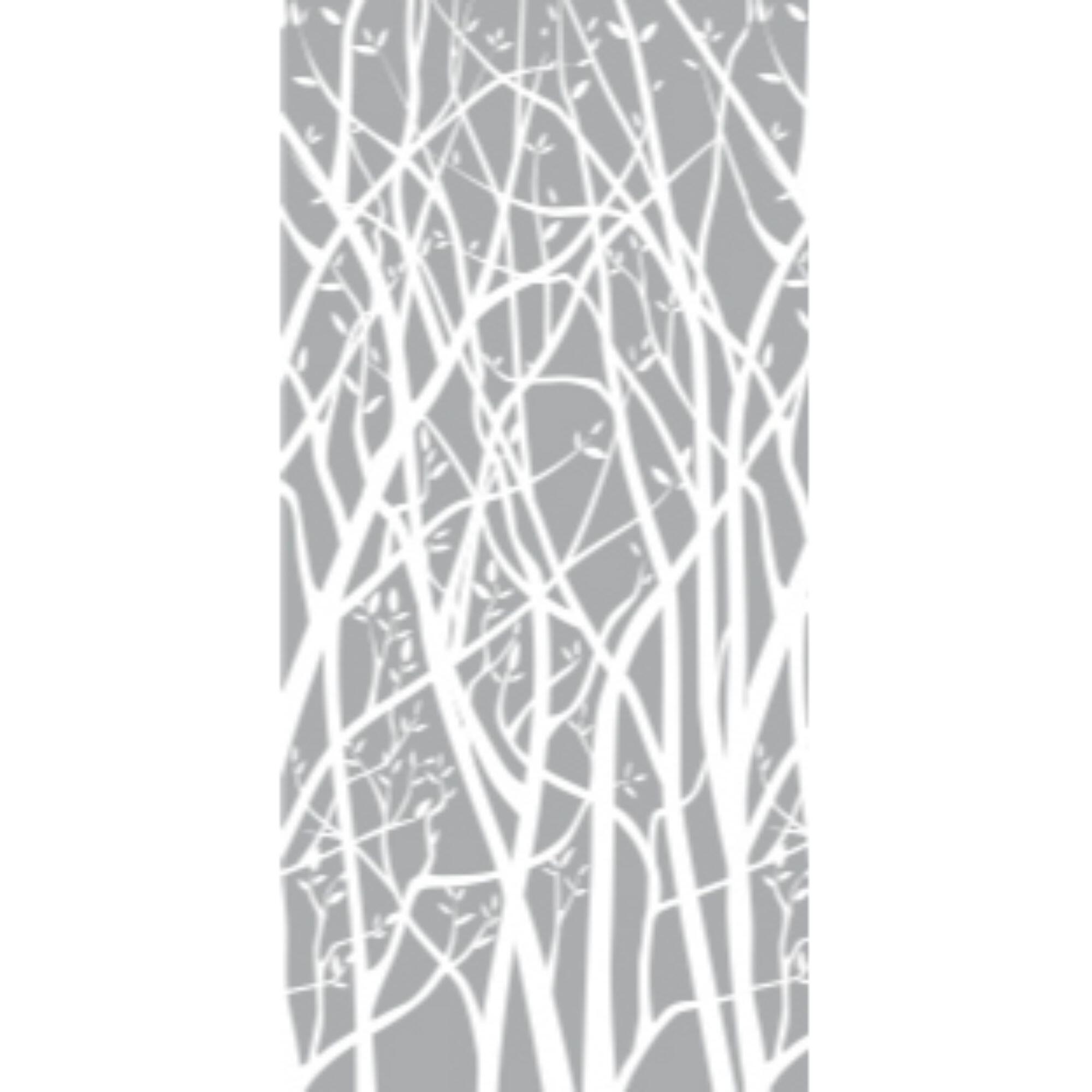 Folie geam sablare cu efect mat, 75 x 150 cm, model ramuri, gri