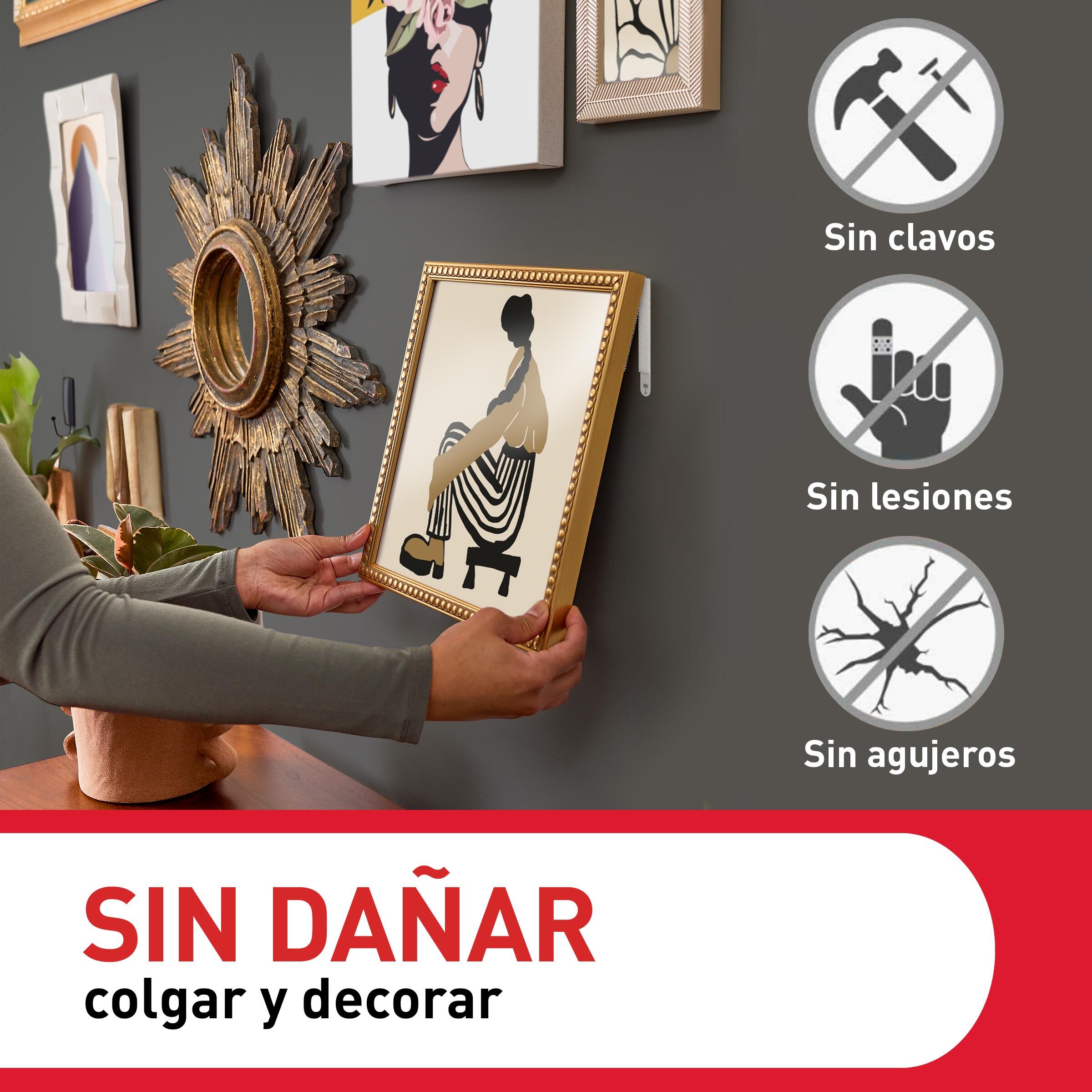 8 tiras (4 pares) para colgar cuadros Command™ medianas | 13 mm x 92 mm | blancas | 5 kilos - 10