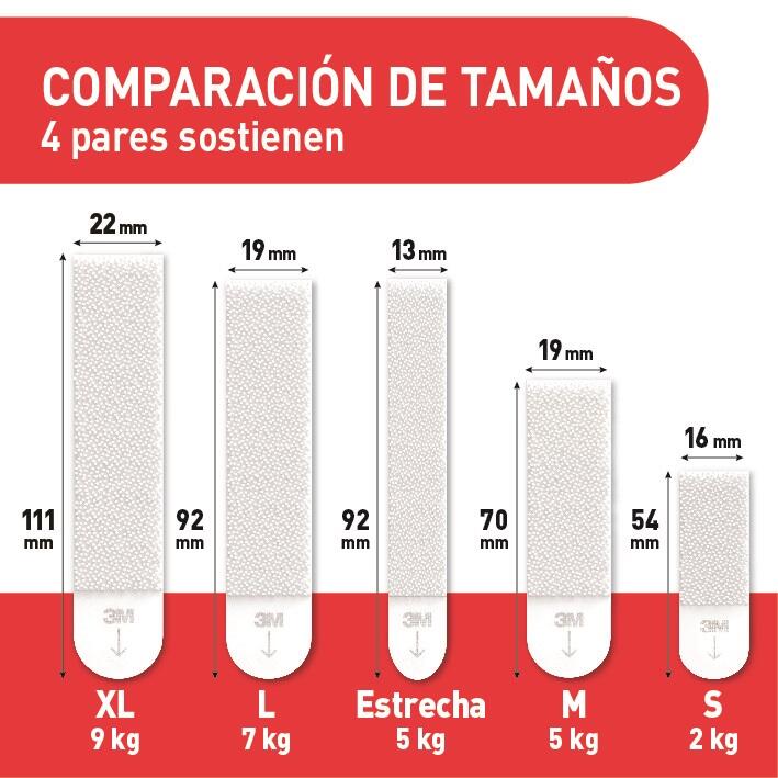 8 tiras (4 pares) para colgar cuadros Command™ medianas | 13 mm x 92 mm | blancas | 5 kilos - 3