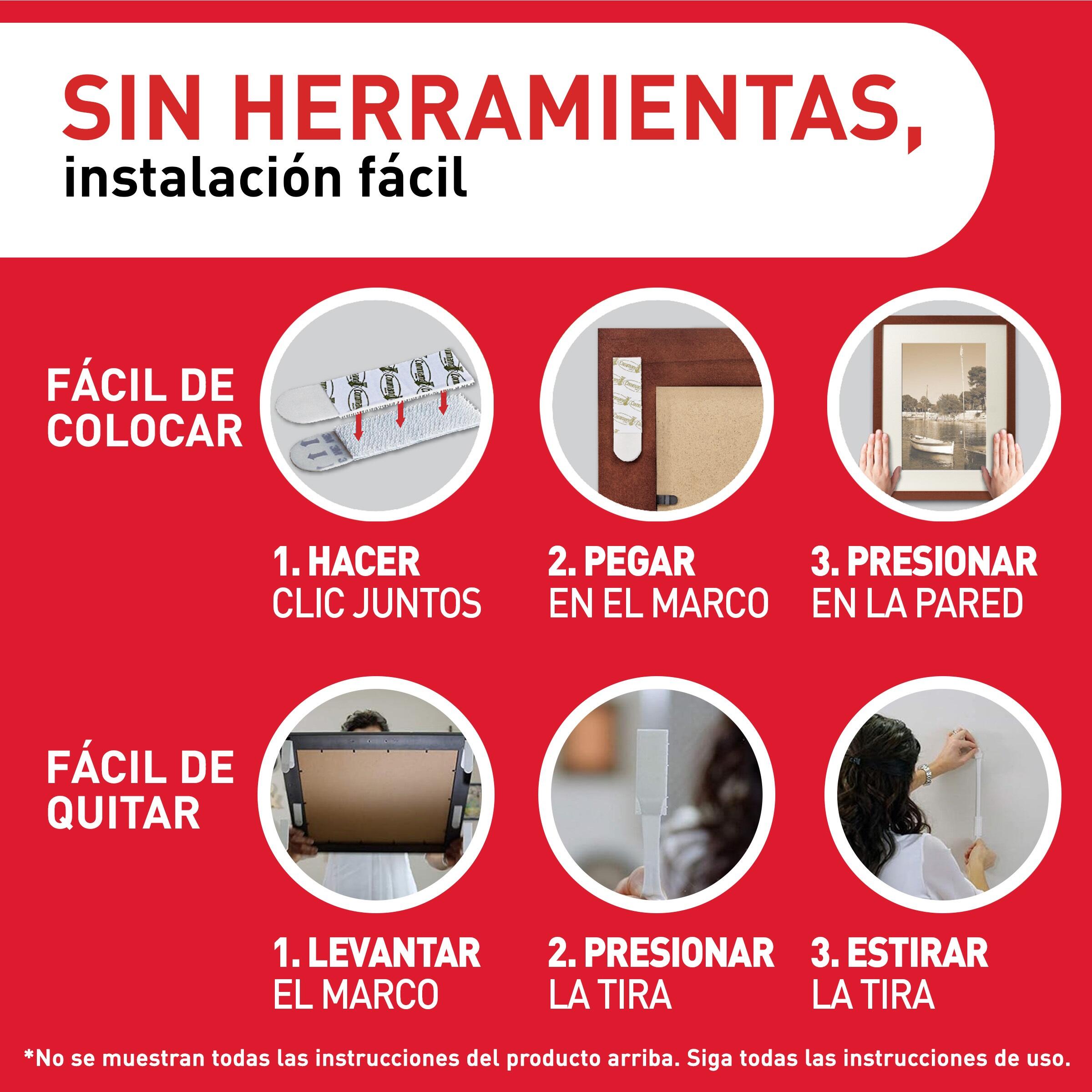 8 tiras (4 pares) para colgar cuadros Command™ medianas | 13 mm x 92 mm | blancas | 5 kilos - 7