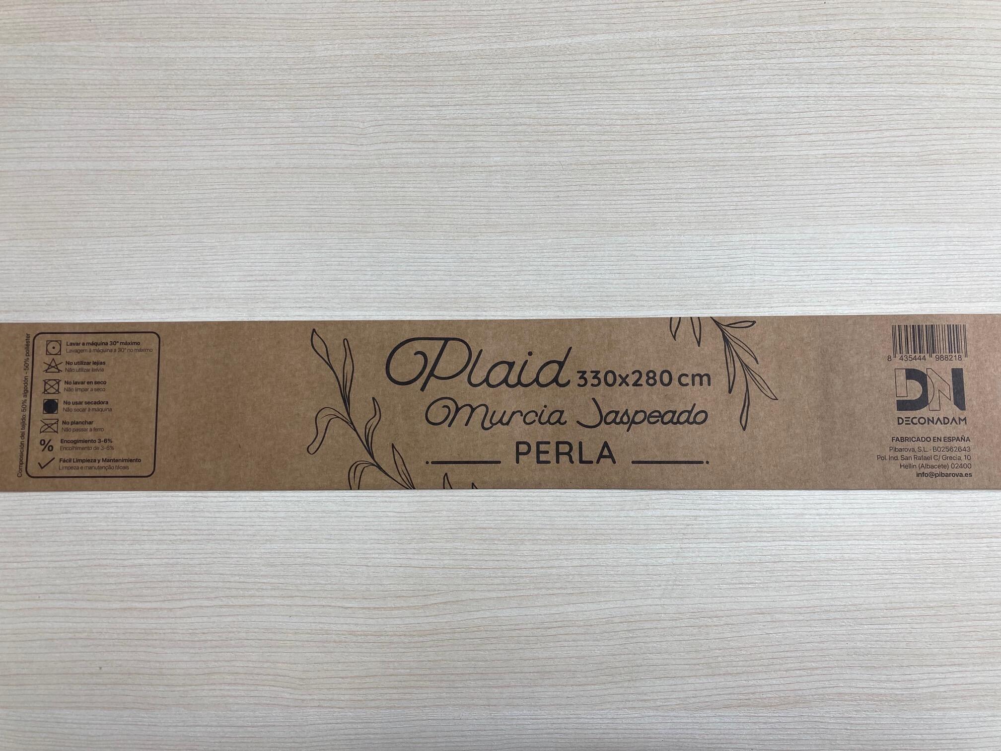 Manta algodón Murcia jaspeado crudo rectangular algodón liso beige passepoil de 280x180 cm - 6