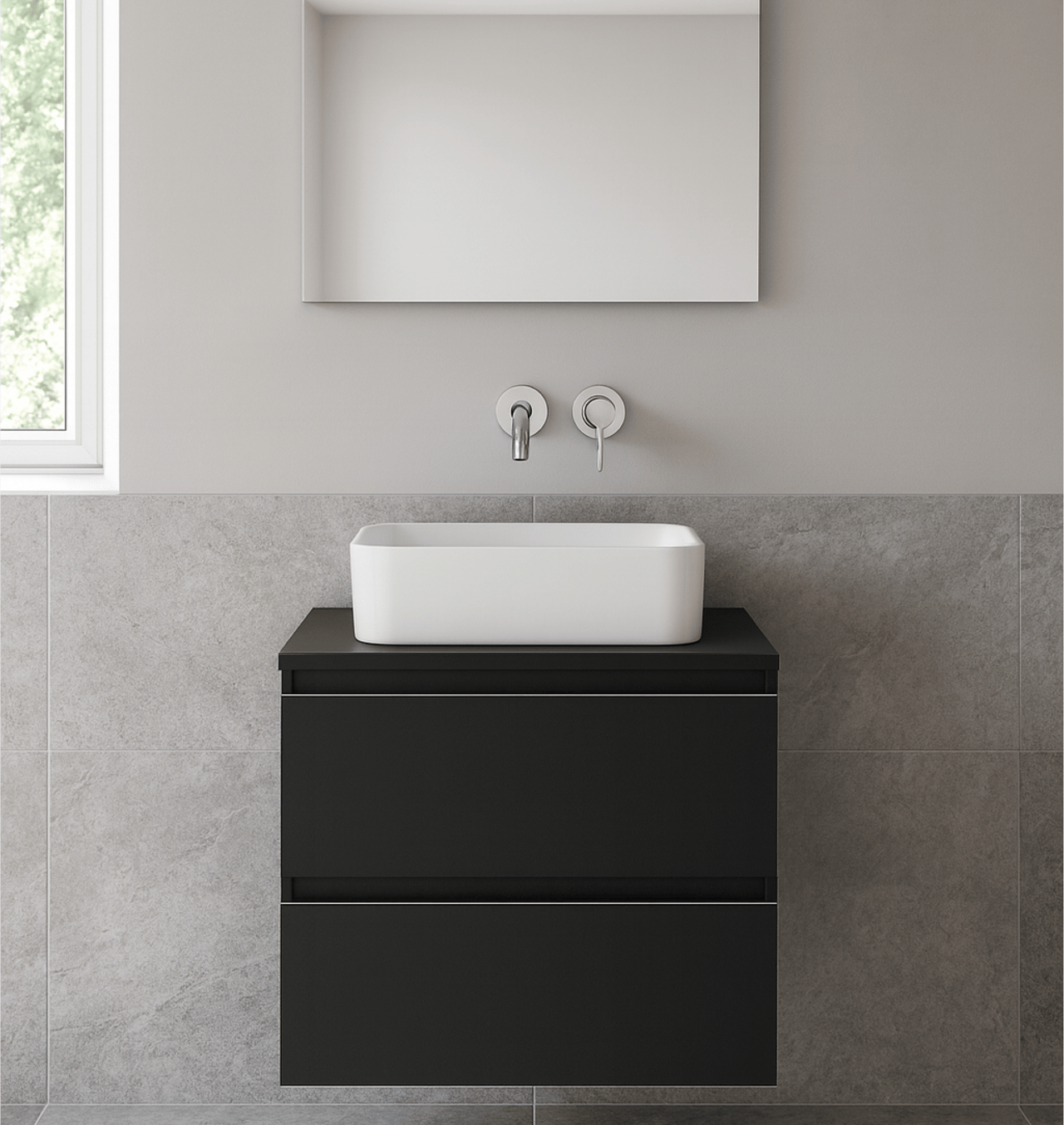 Diapositive Mueble de baño modular Atlantis antracita 60cm con dos cajones 