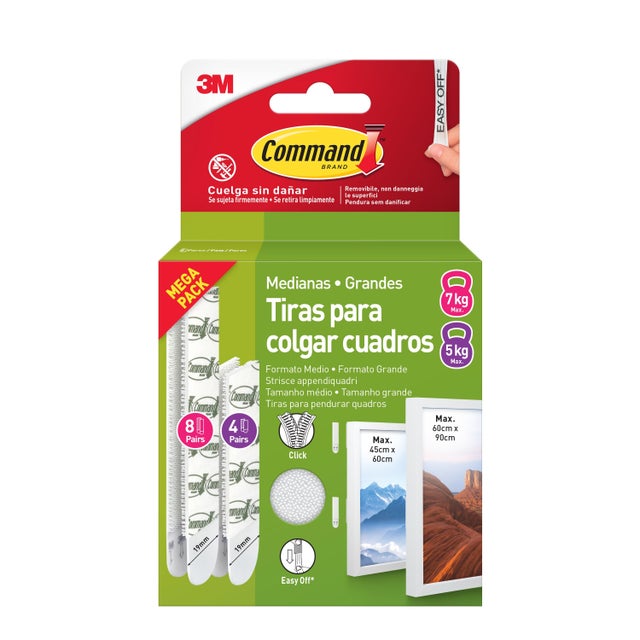 12 tiras surtidas adhesivas para cuadros 8L+4M