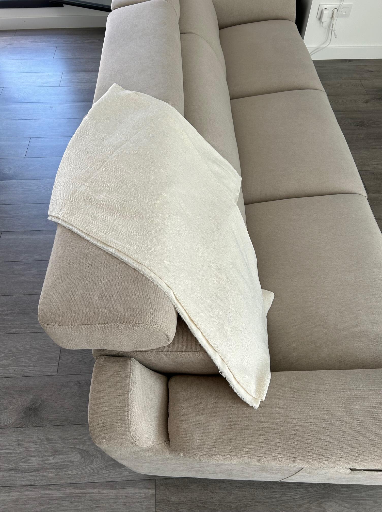 Manta algodón Jaspeado Crudo rectangular algodón beige liso passepoil de 280x230 cm - 3