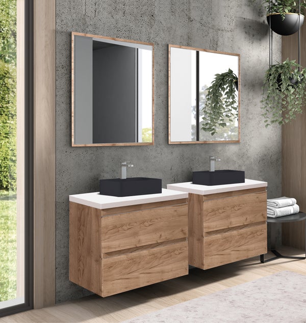 MUEBLE DE BAÑO ATLANTIS MIEL 2 CAJONES 80X45CM