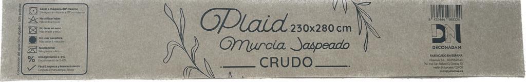 Manta algodón Jaspeado Crudo rectangular algodón beige liso passepoil de 280x230 cm - 9