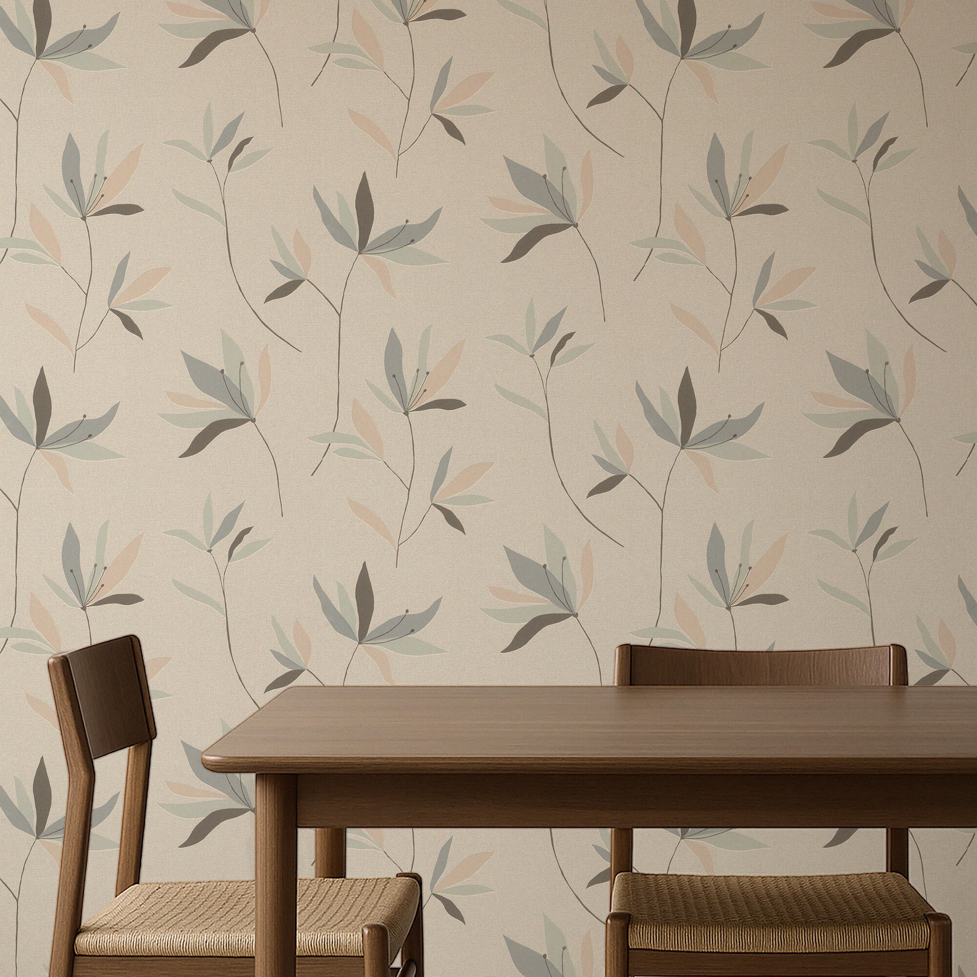 Papel pintado vinilo aplicación cola en pared naturaleza floral 68 utility multicolor rasch 53cmx10.05m lavable