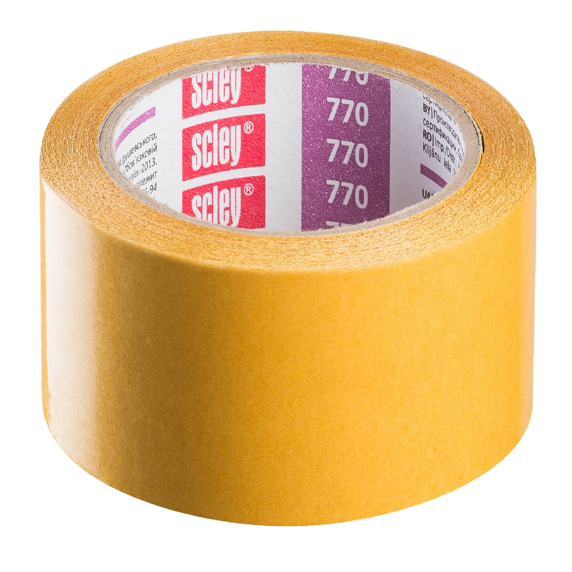 Banda dublu adeziva Scley, 48 mm x 5 m, galben