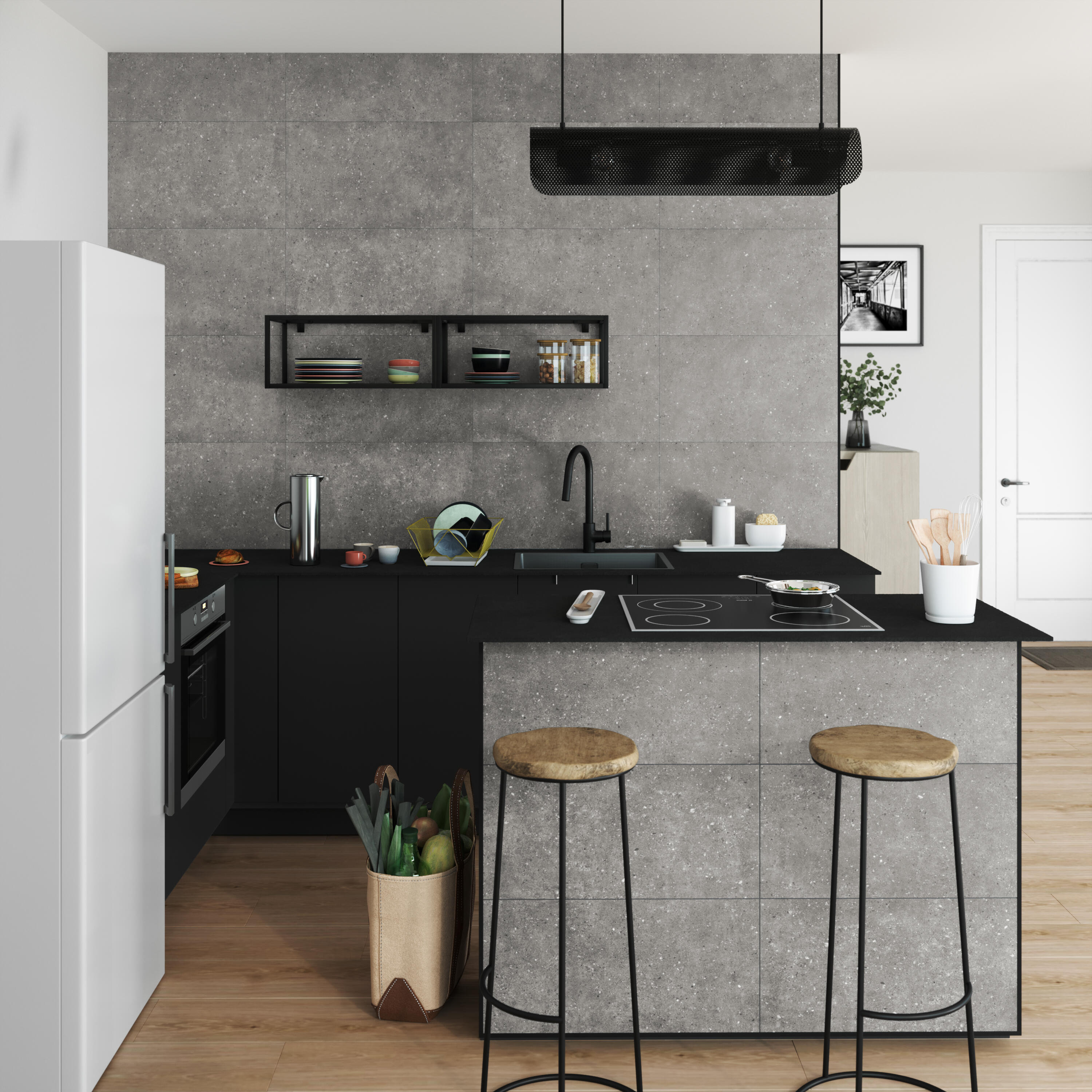 Dalle murale pvc terrazzo gris foncé mat Renowall, ARTENS L.70 l.40.6 cm ep.4 mm - 4