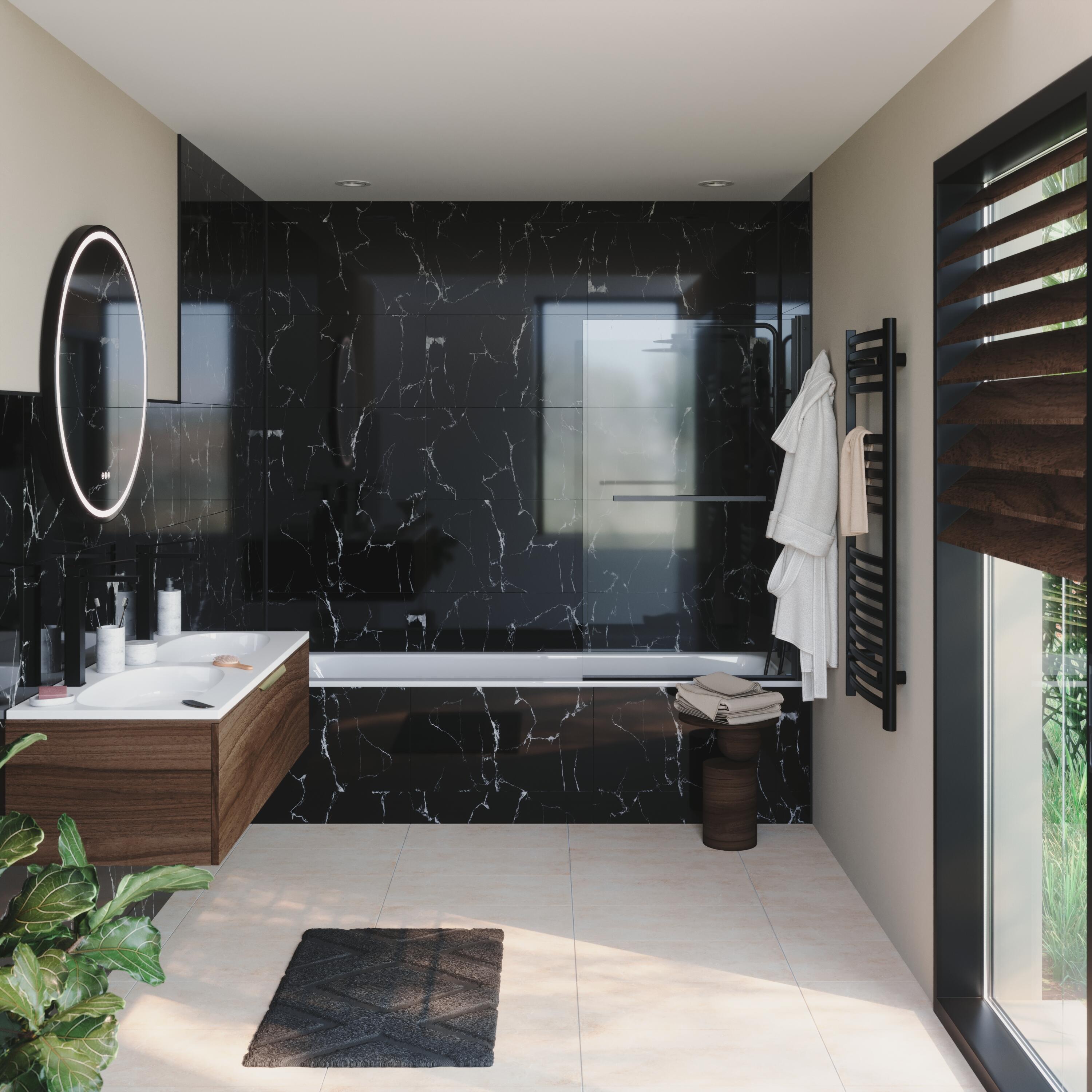 Panele ścienne winylowe 40x70 cm Marble Glossy Renowall marmur czarny Artens - 5