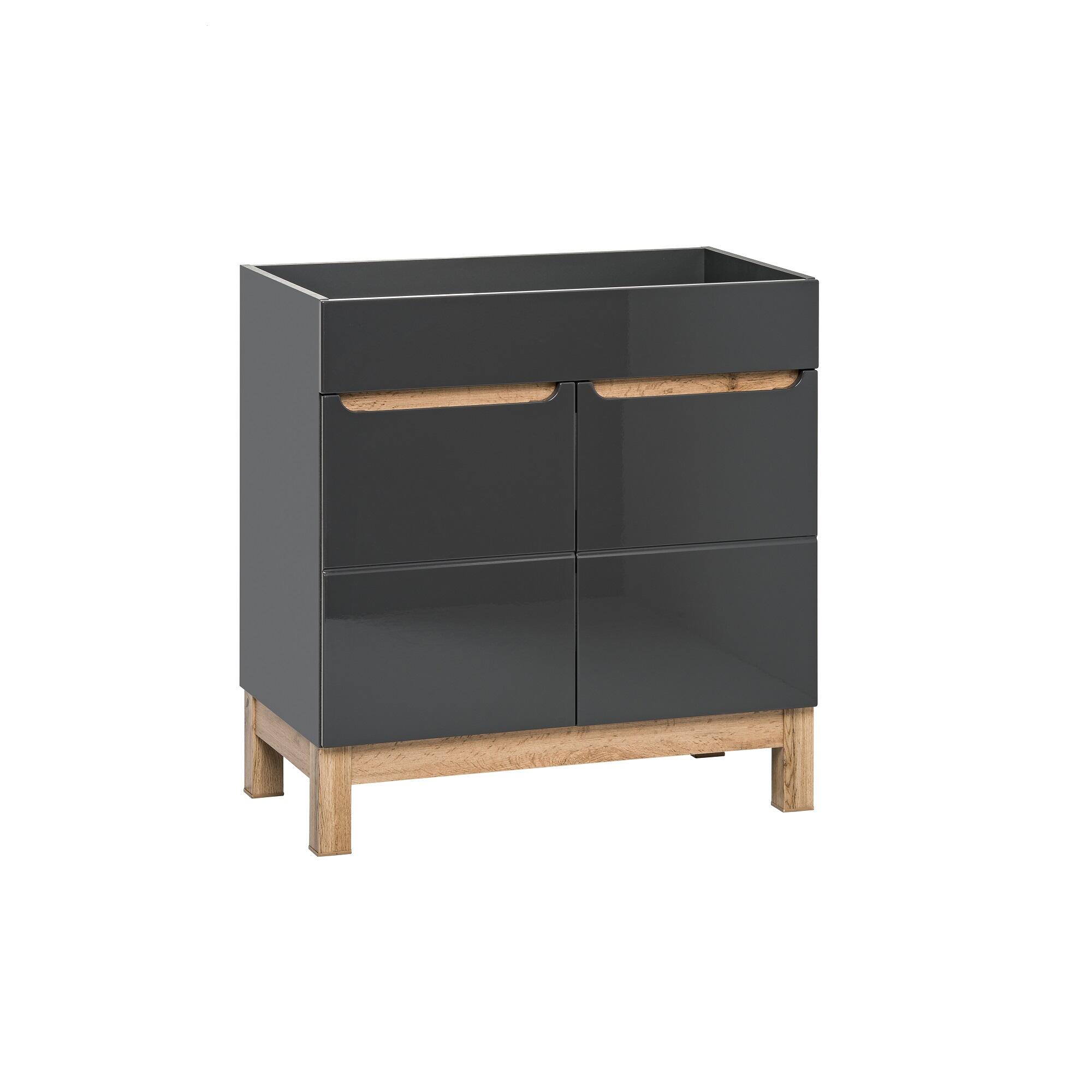 Baza pentru lavoar cu usi Bali, 60 x 84 x 45 cm, gri inchis