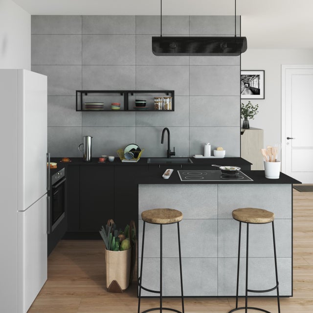 Revestimento de Parede em PVC Rígido Concrete Cinza Artens 70x40cm