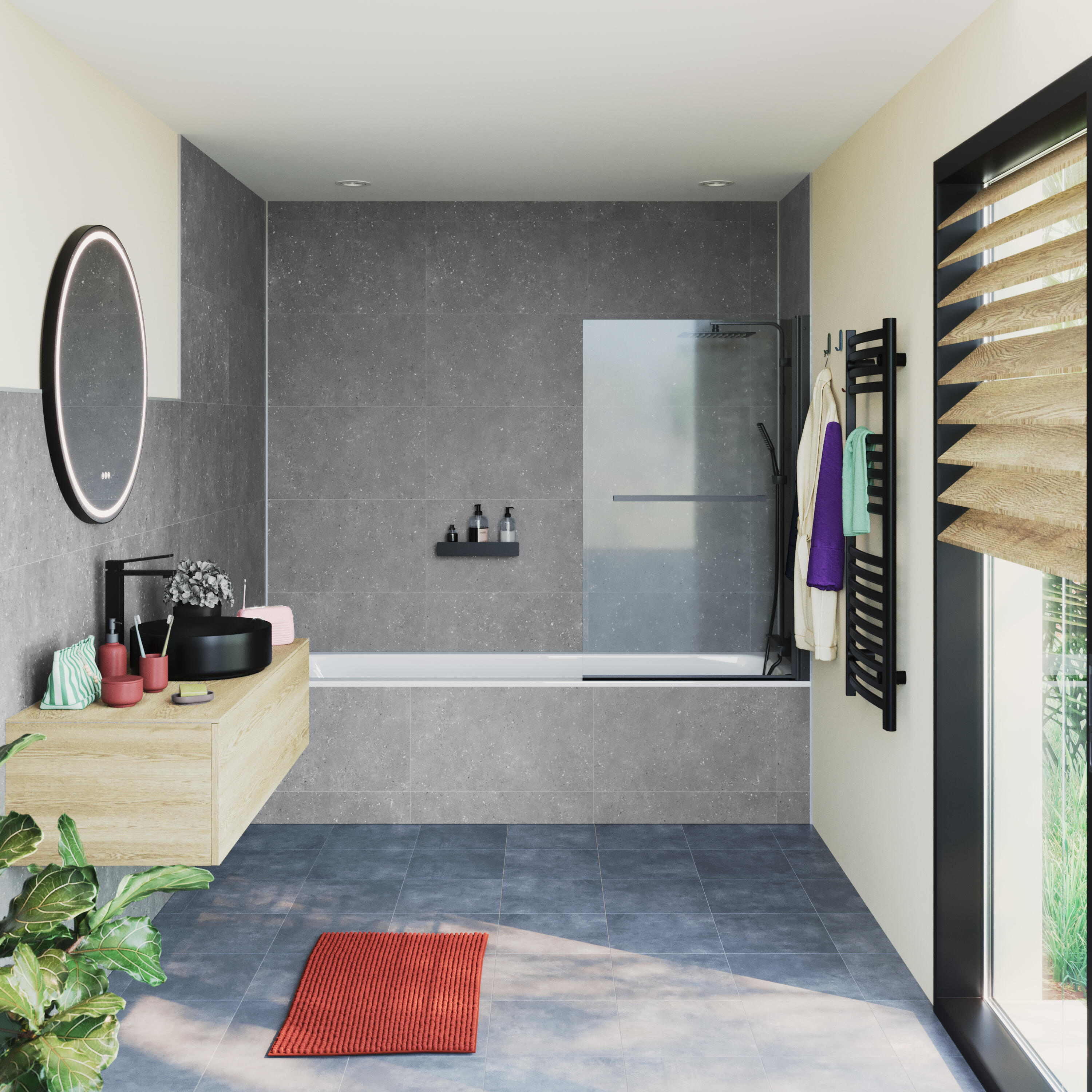 Dalle murale pvc terrazzo gris foncé mat Renowall, ARTENS L.70 l.40.6 cm ep.4 mm - 3