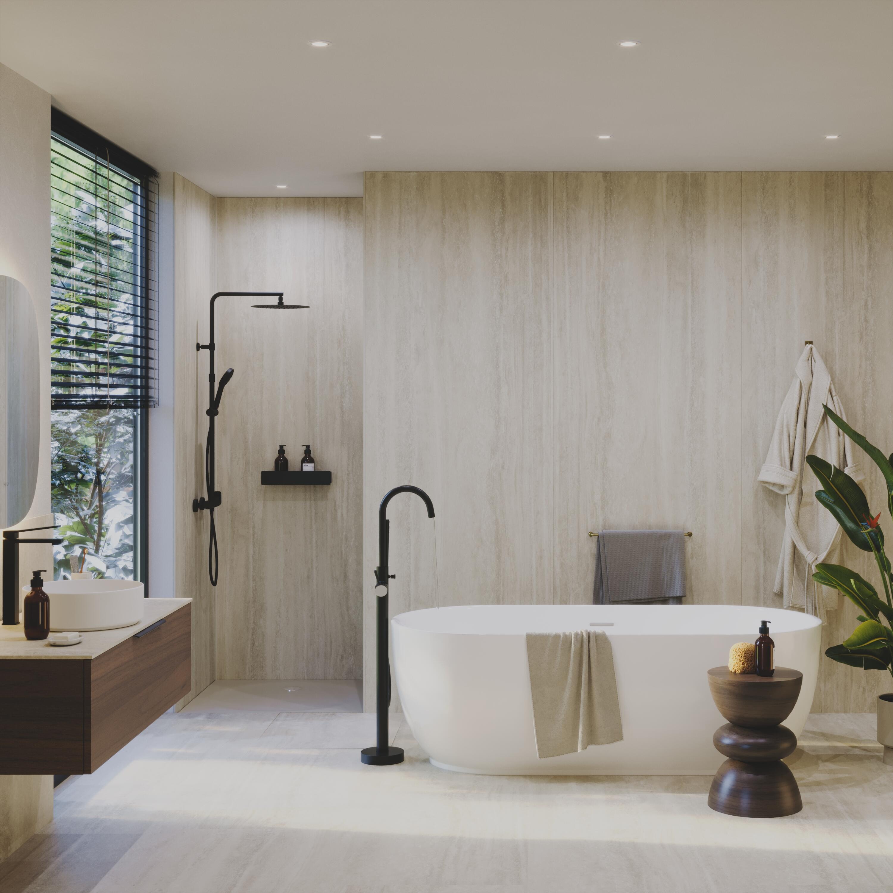 Panneau mural pvc travertin beige mat Renowall ARTENS, L.260 l.90 cm ep.4 mm - 7