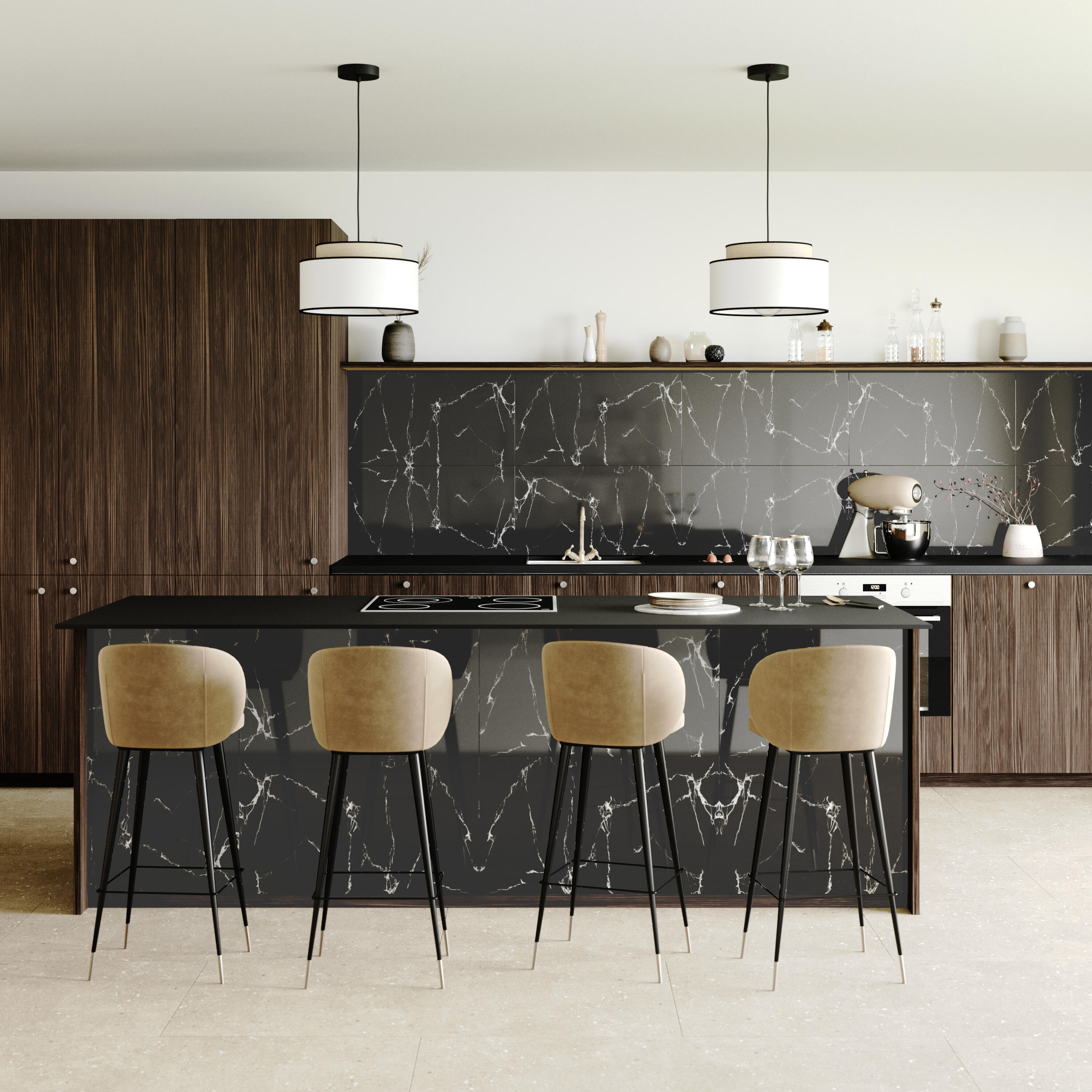 Panele ścienne winylowe 40x70 cm Marble Glossy Renowall marmur czarny Artens - 6