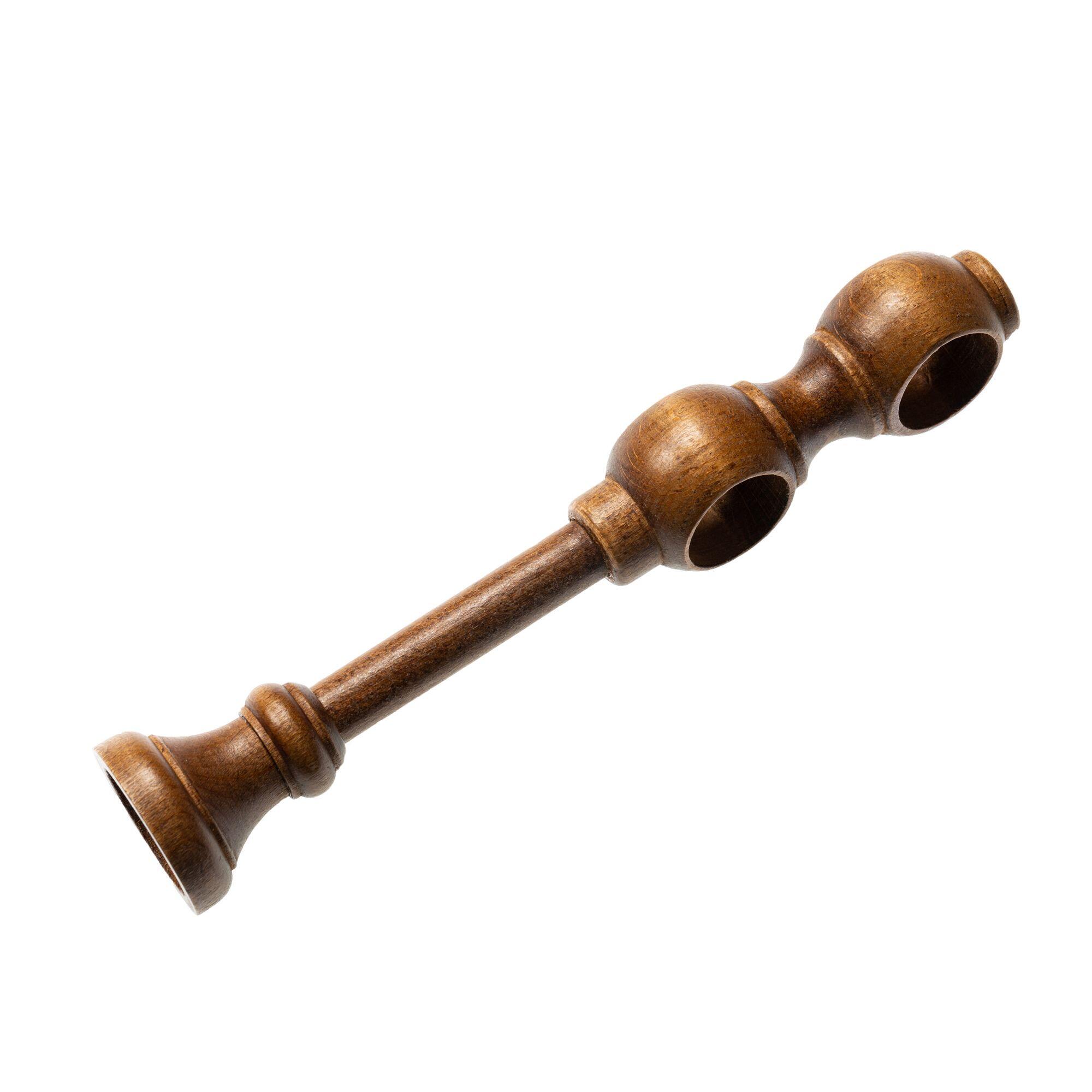 Consola dubla perete lemn, diametru 28 mm, maro, finisaj stejar