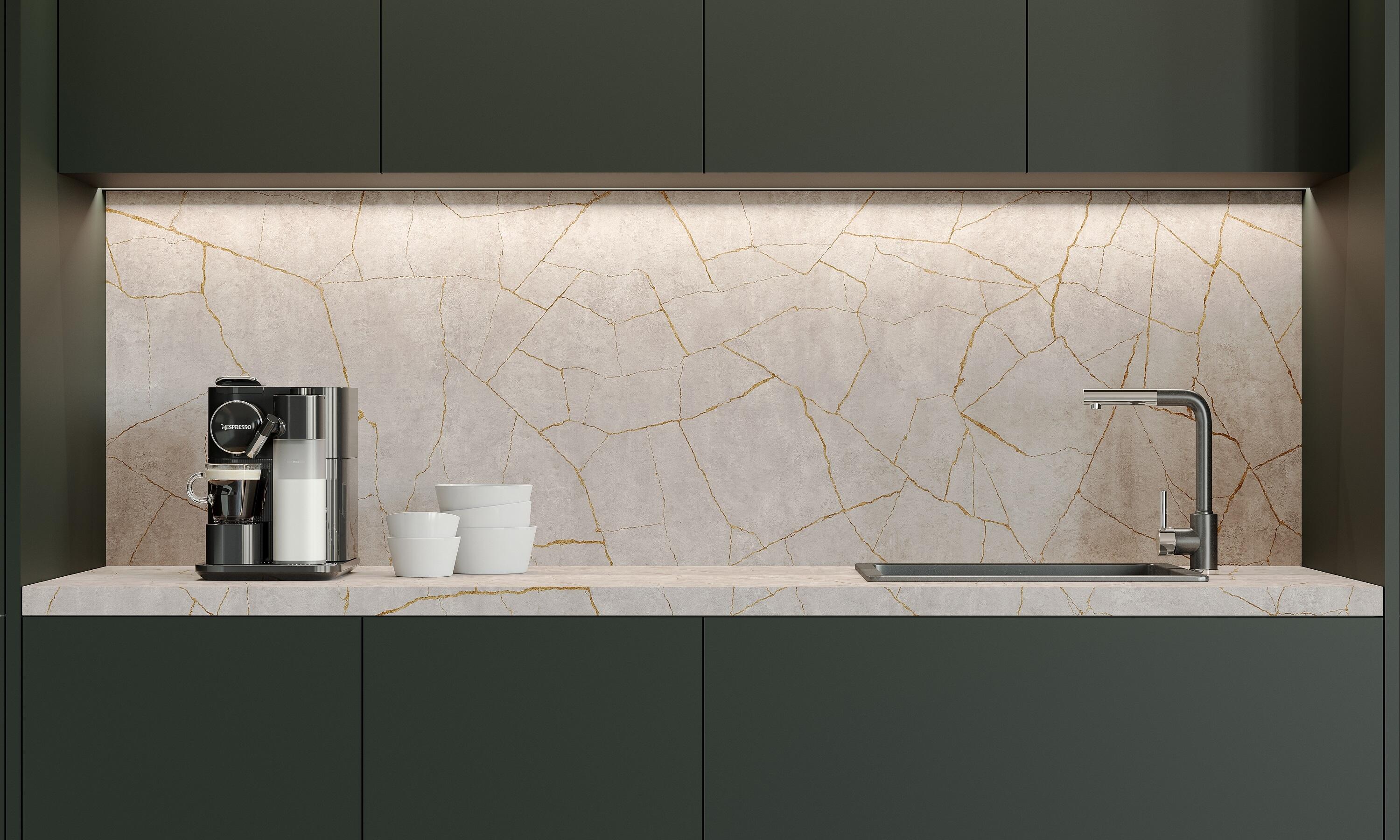 Kit 2 cantos de encimera laminada para cocina Hudson porcelain gold 4,5x65 cm - 4