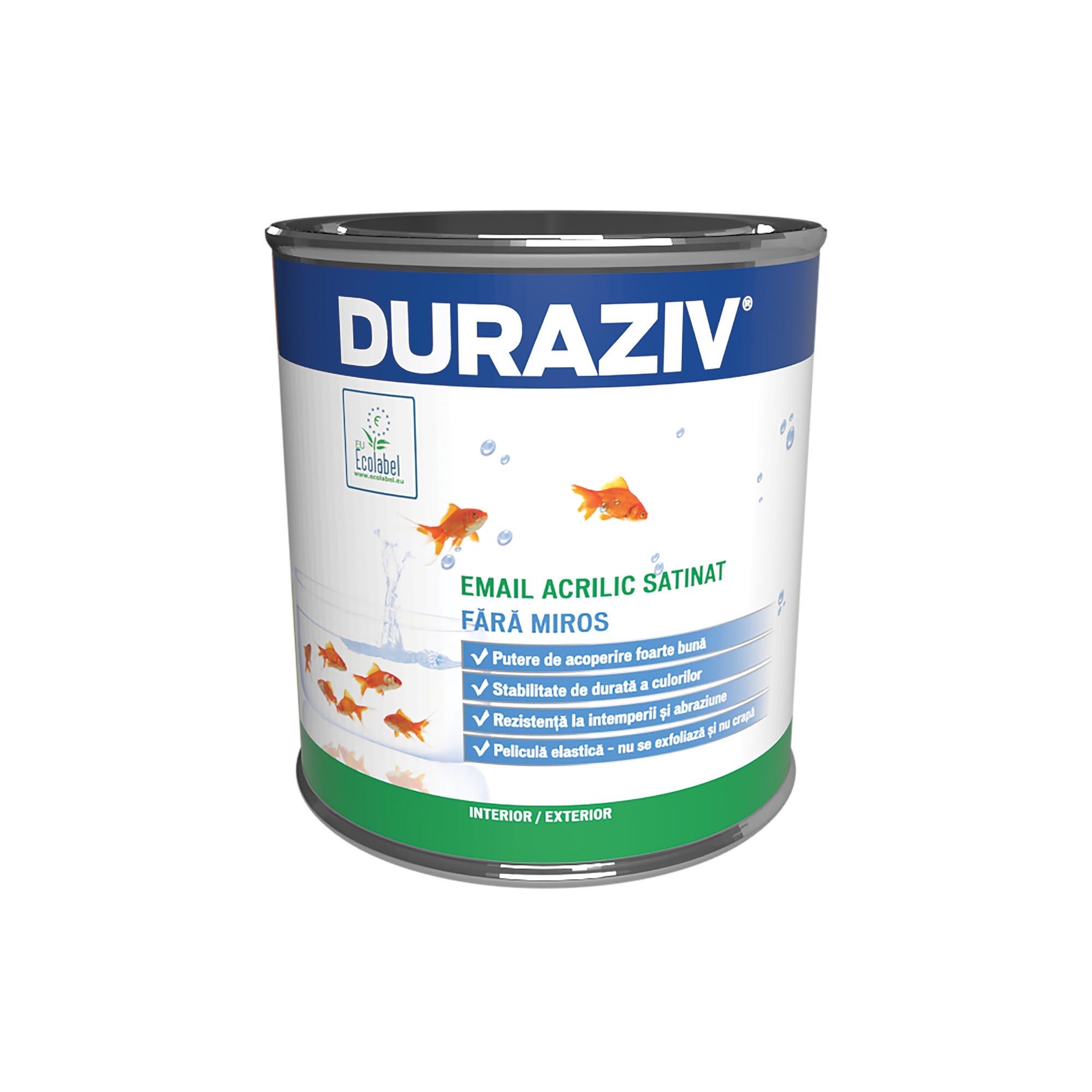Email pe baza de apa Duraziv, pentru lemn si metal, verde crud, aspect satinat, fara miros, 0.65 L